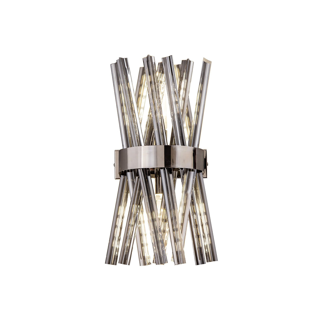 NL83609 Clover 2 Light Wall Light Polished Nickel Smoke