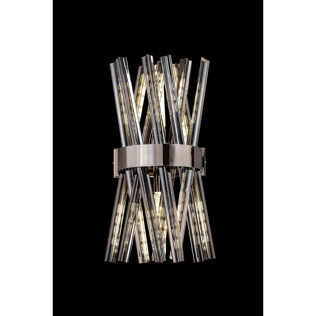 NL83609 Clover 2 Light Wall Light Polished Nickel Smoke