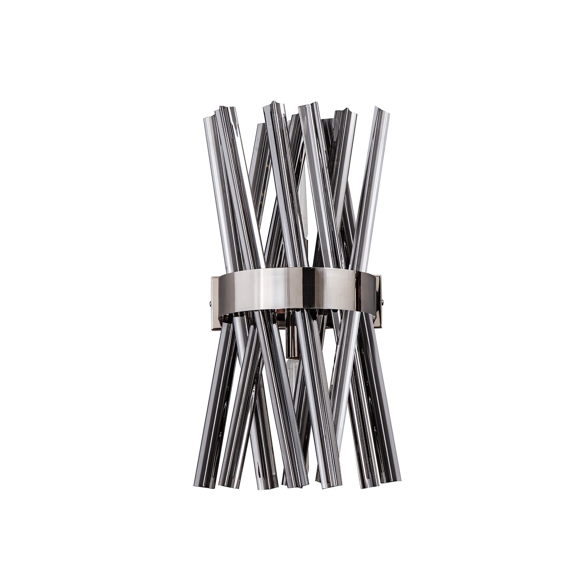NL83609 Clover 2 Light Wall Light Polished Nickel Smoke