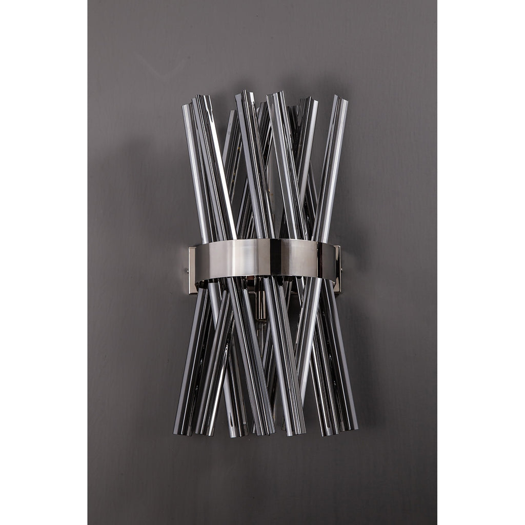 NL83609 Clover 2 Light Wall Light Polished Nickel Smoke