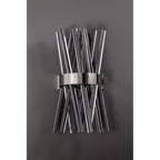 NL83609 Clover 2 Light Wall Light Polished Nickel Smoke