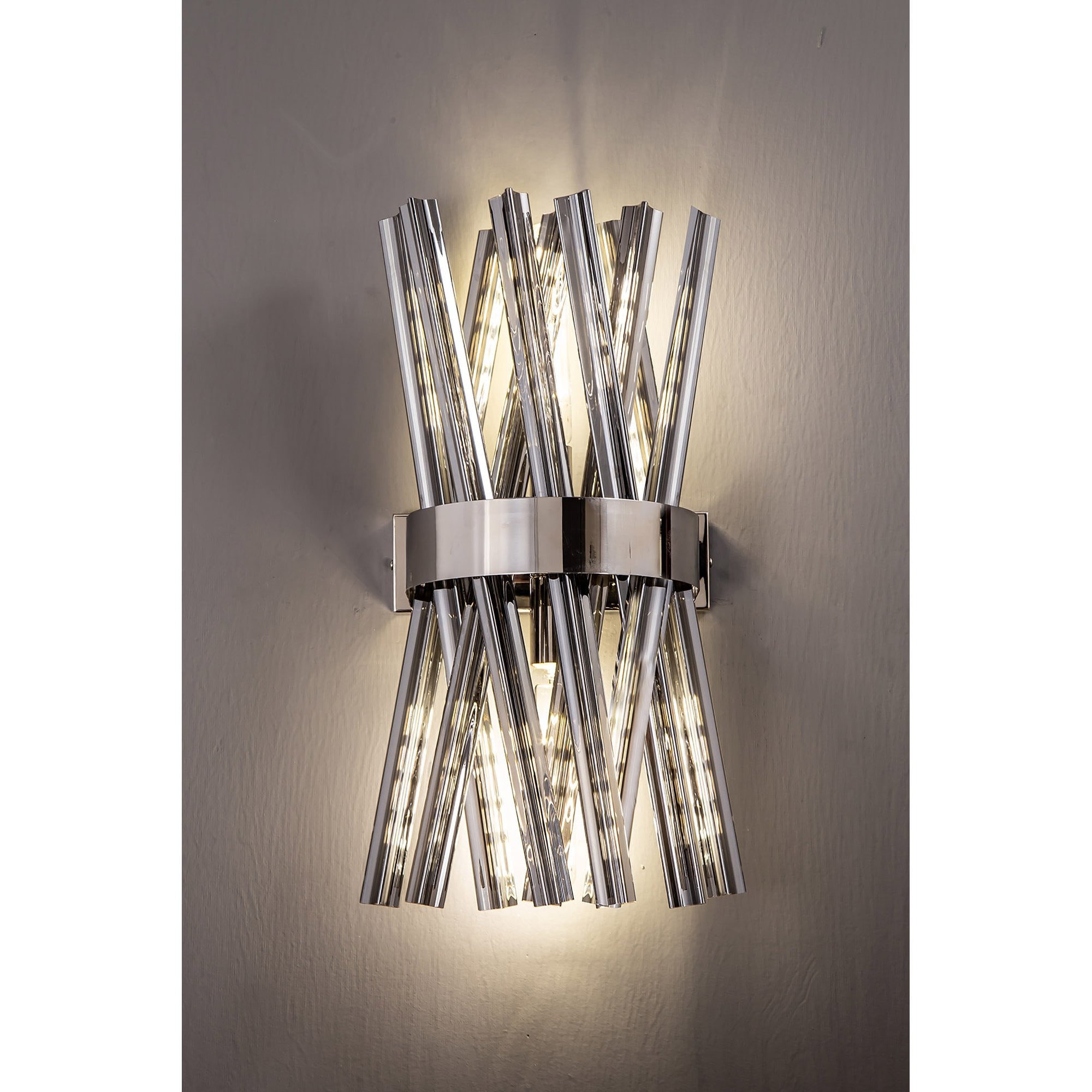 NL83609 Clover 2 Light Wall Light Polished Nickel Smoke