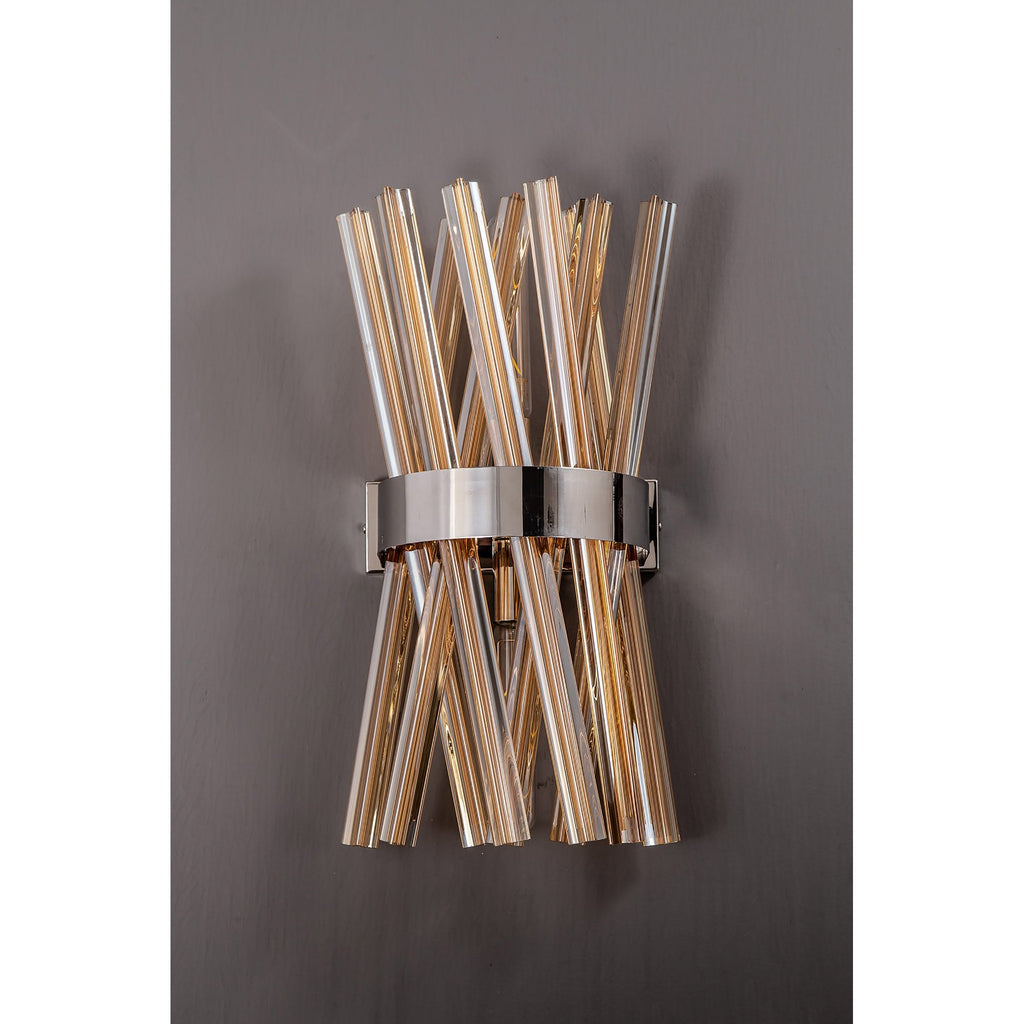 NL83619 Clover 2 Light Wall Light Polished Nickel Champagne Gold