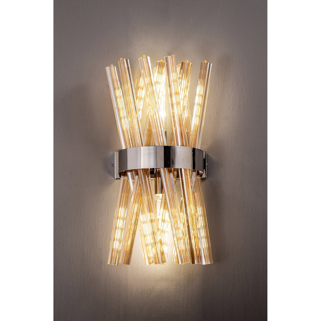 NL83619 Clover 2 Light Wall Light Polished Nickel Champagne Gold