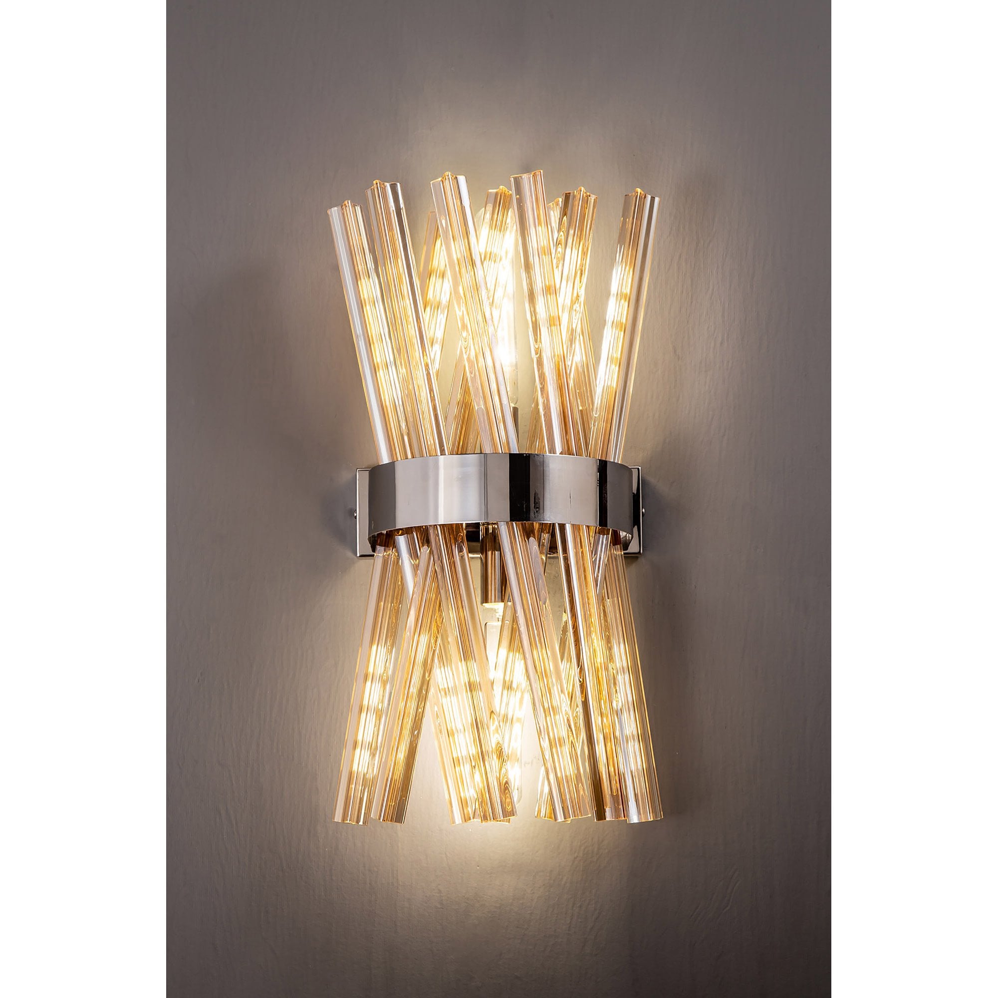 NL83619 Clover 2 Light Wall Light Polished Nickel Champagne Gold