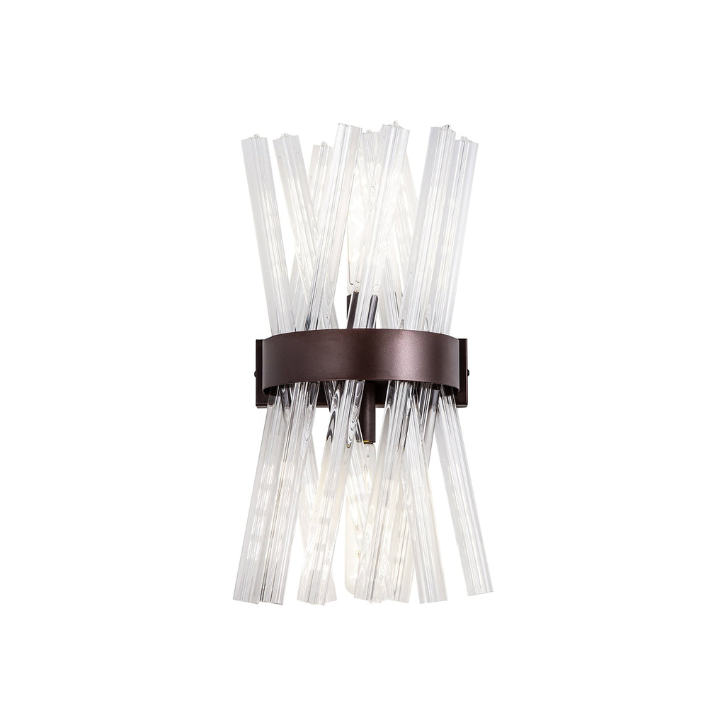 NL83629 Clover 2 Light Wall Light Brown Oxide Clear