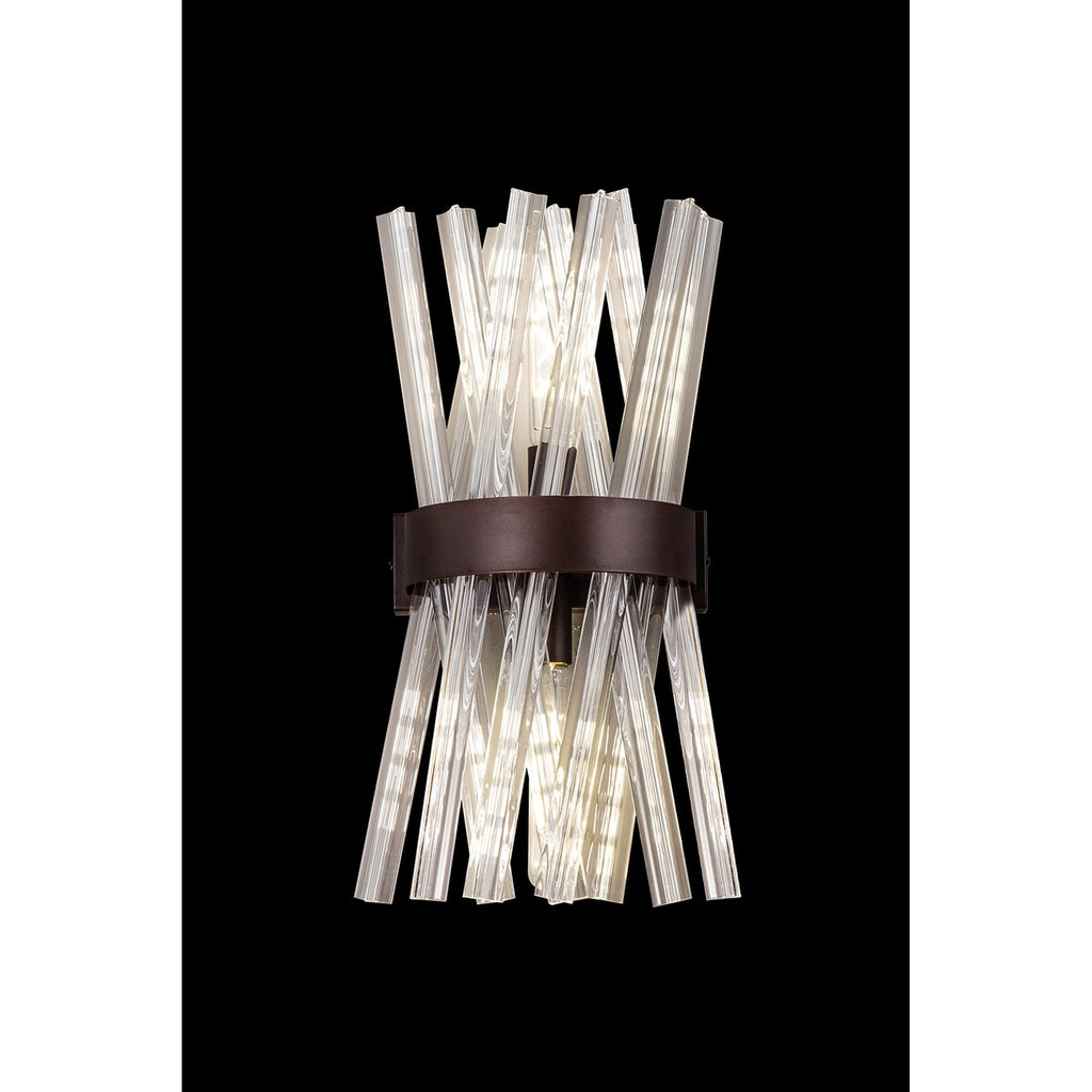 NL83629 Clover 2 Light Wall Light Brown Oxide Clear