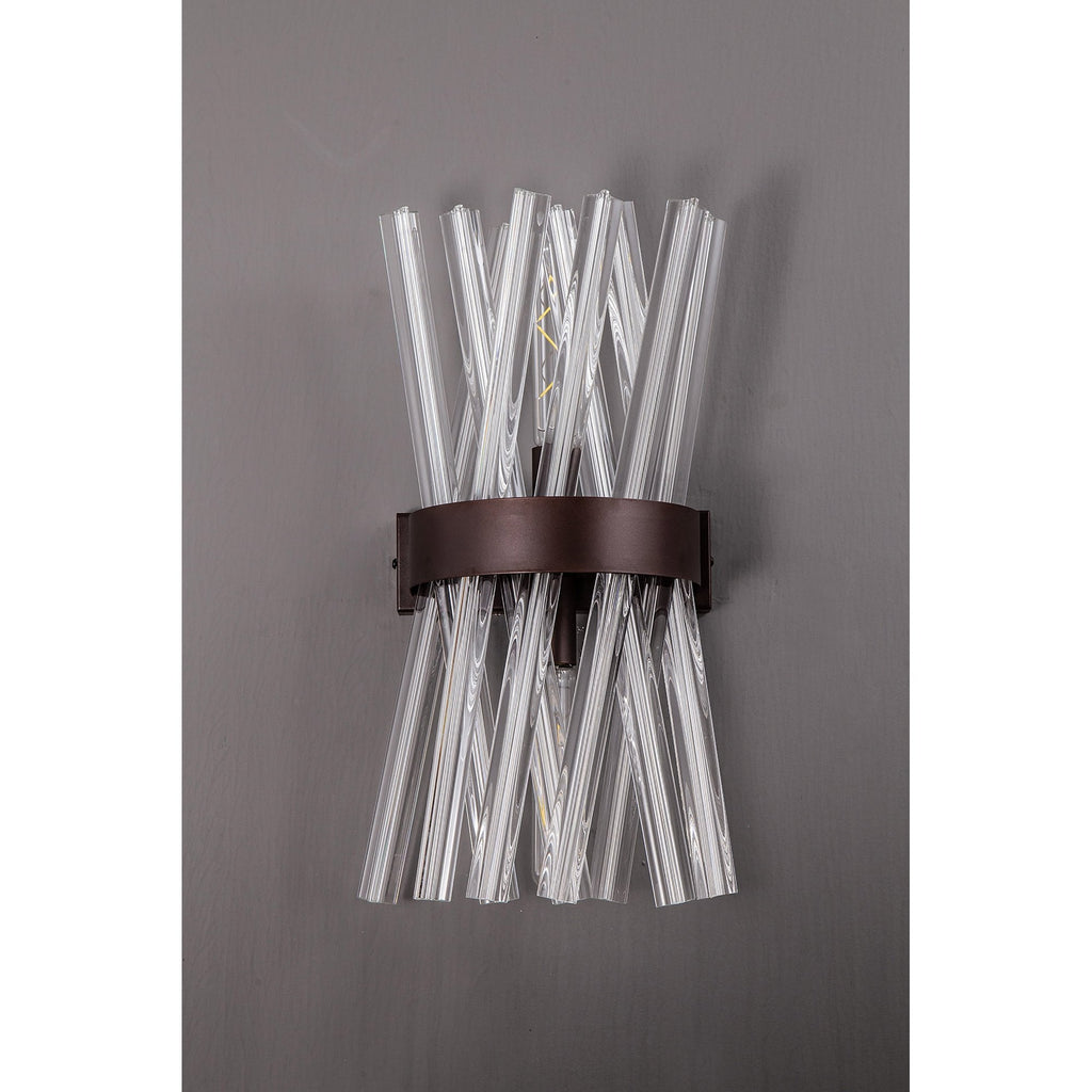 NL83629 Clover 2 Light Wall Light Brown Oxide Clear
