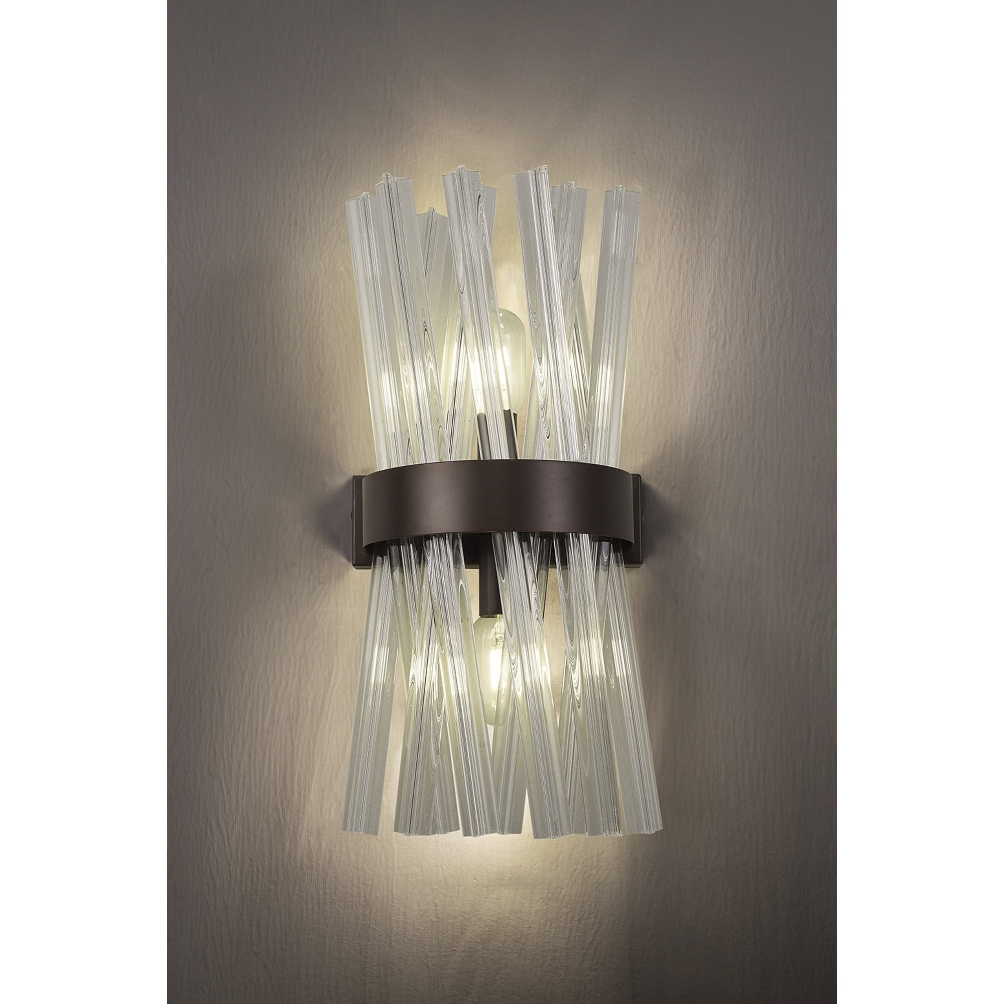 NL83629 Clover 2 Light Wall Light Brown Oxide Clear