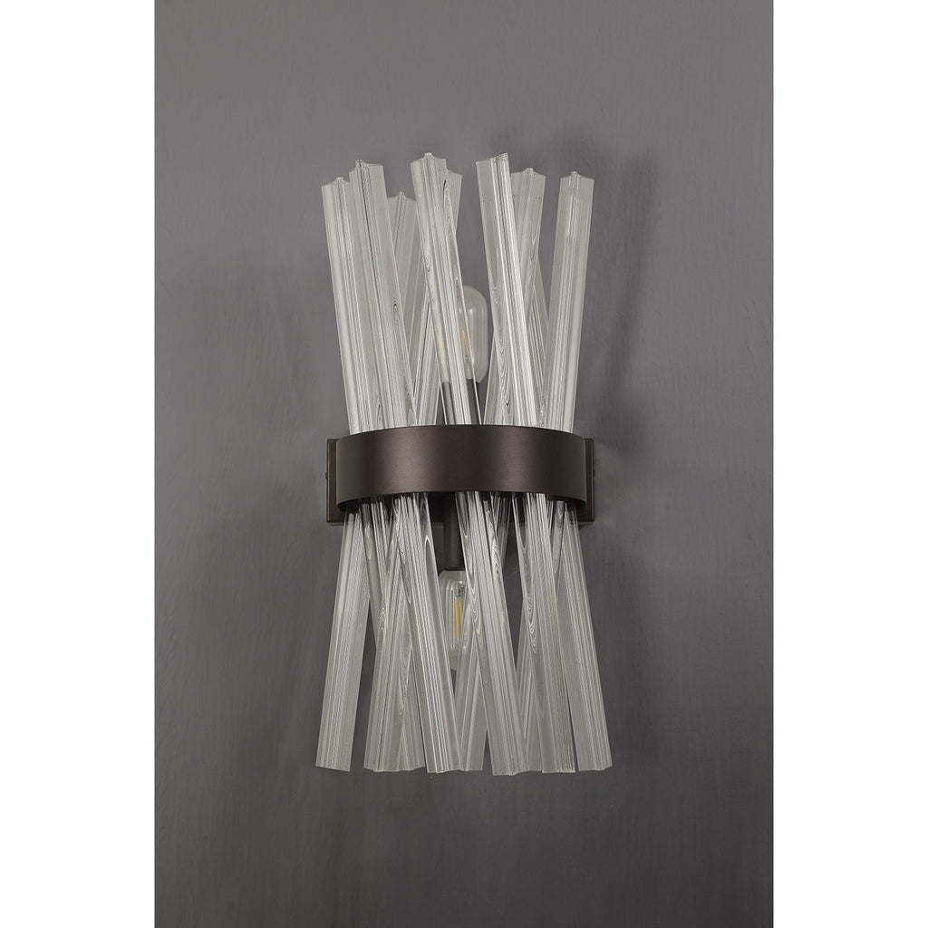 NL83629 Clover 2 Light Wall Light Brown Oxide Clear