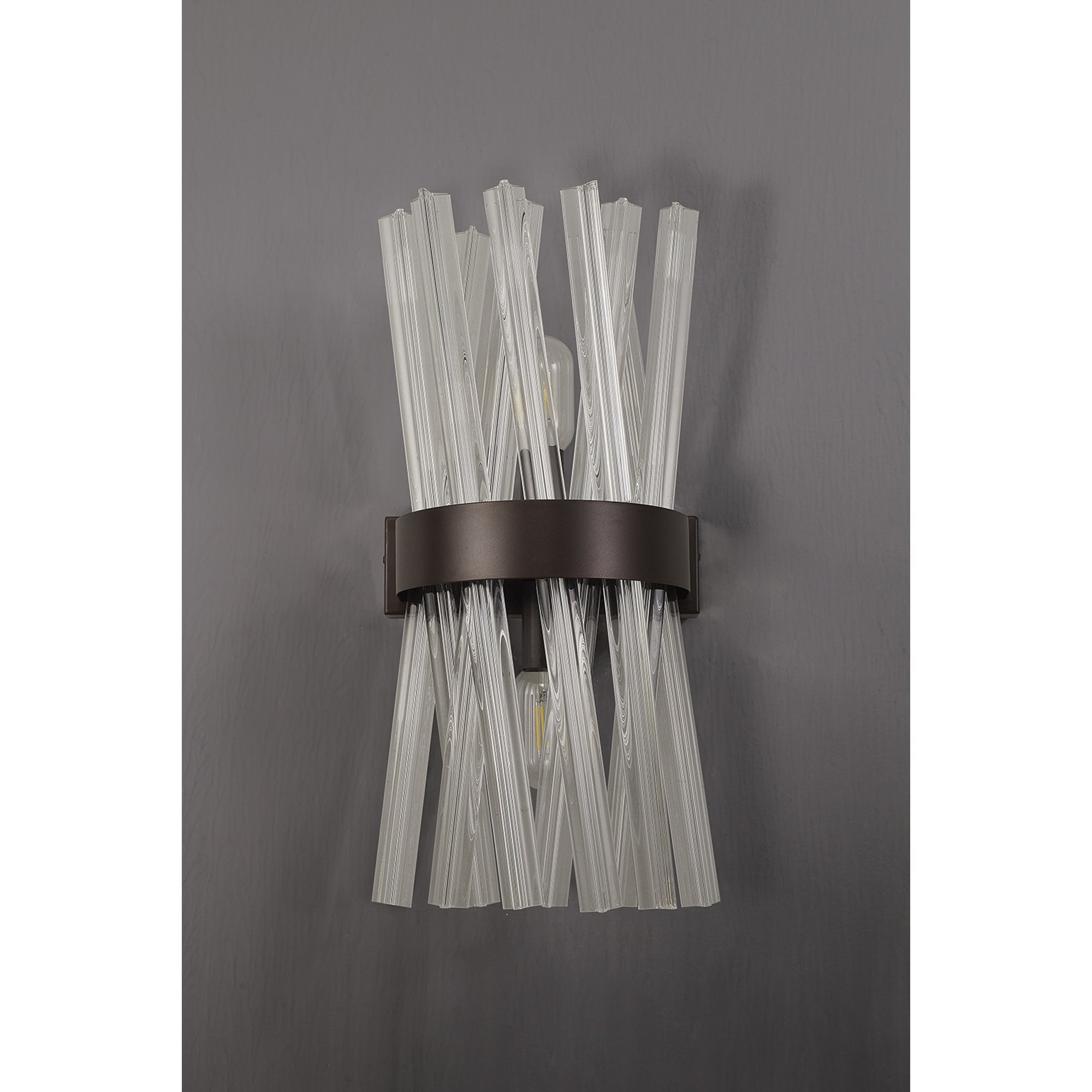 NL83629 Clover 2 Light Wall Light Brown Oxide Clear