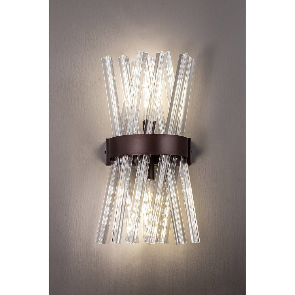 NL83629 Clover 2 Light Wall Light Brown Oxide Clear
