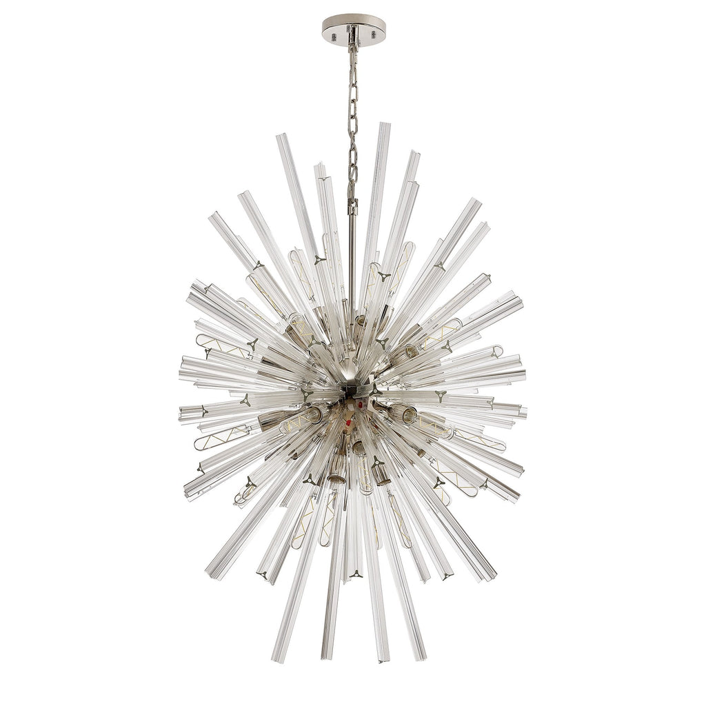 NL87599 Clover 32 Light Oval Pendant Polished Nickel Clear