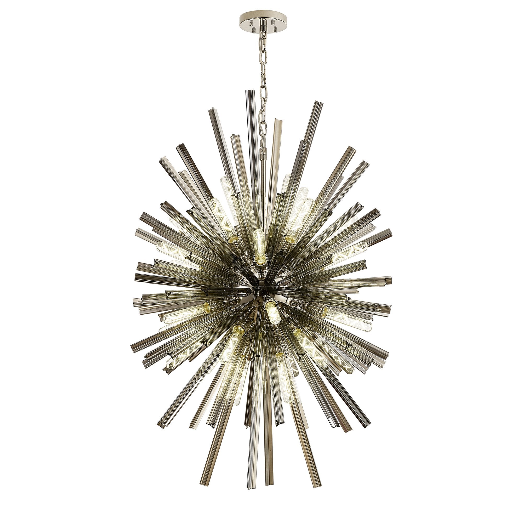 NL87609 Clover 32 Light Oval Pendant Polished Nickel Smoke