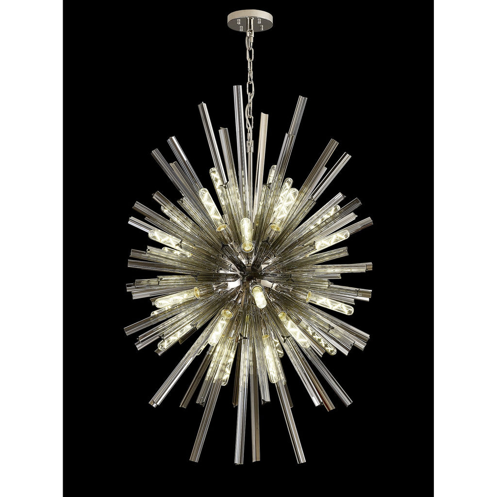 NL87609 Clover 32 Light Oval Pendant Polished Nickel Smoke
