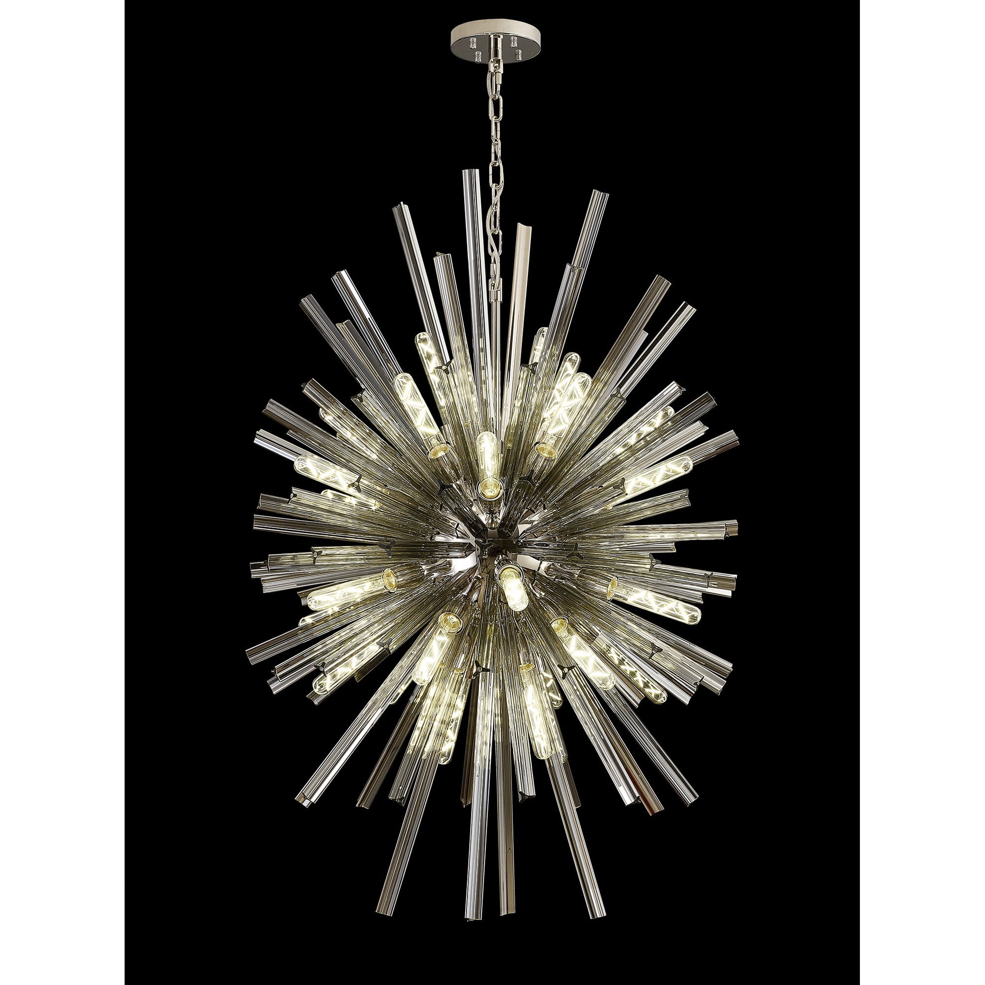NL87609 Clover 32 Light Oval Pendant Polished Nickel Smoke