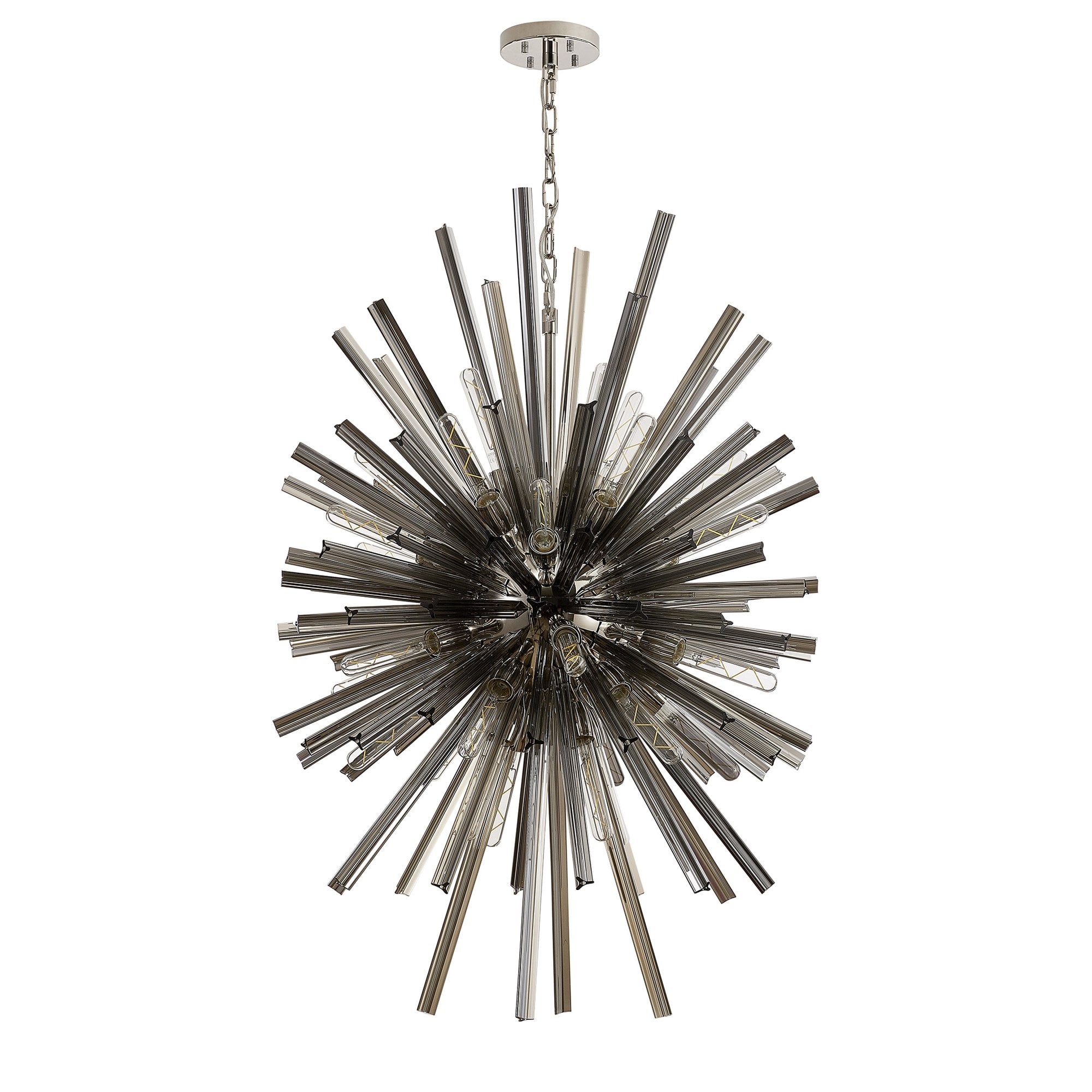 NL87609 Clover 32 Light Oval Pendant Polished Nickel Smoke