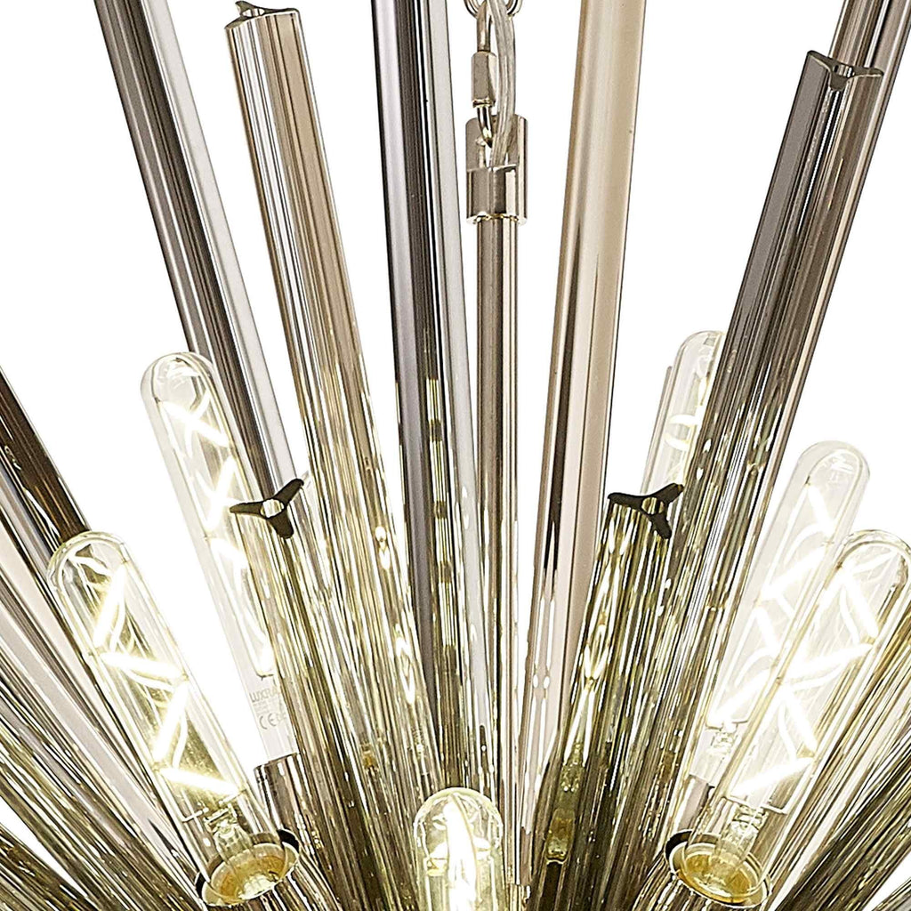 NL87609 Clover 32 Light Oval Pendant Polished Nickel Smoke