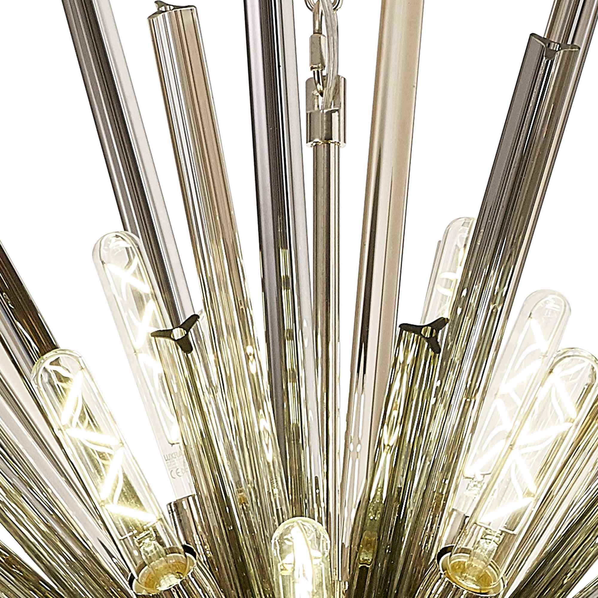 NL87609 Clover 32 Light Oval Pendant Polished Nickel Smoke