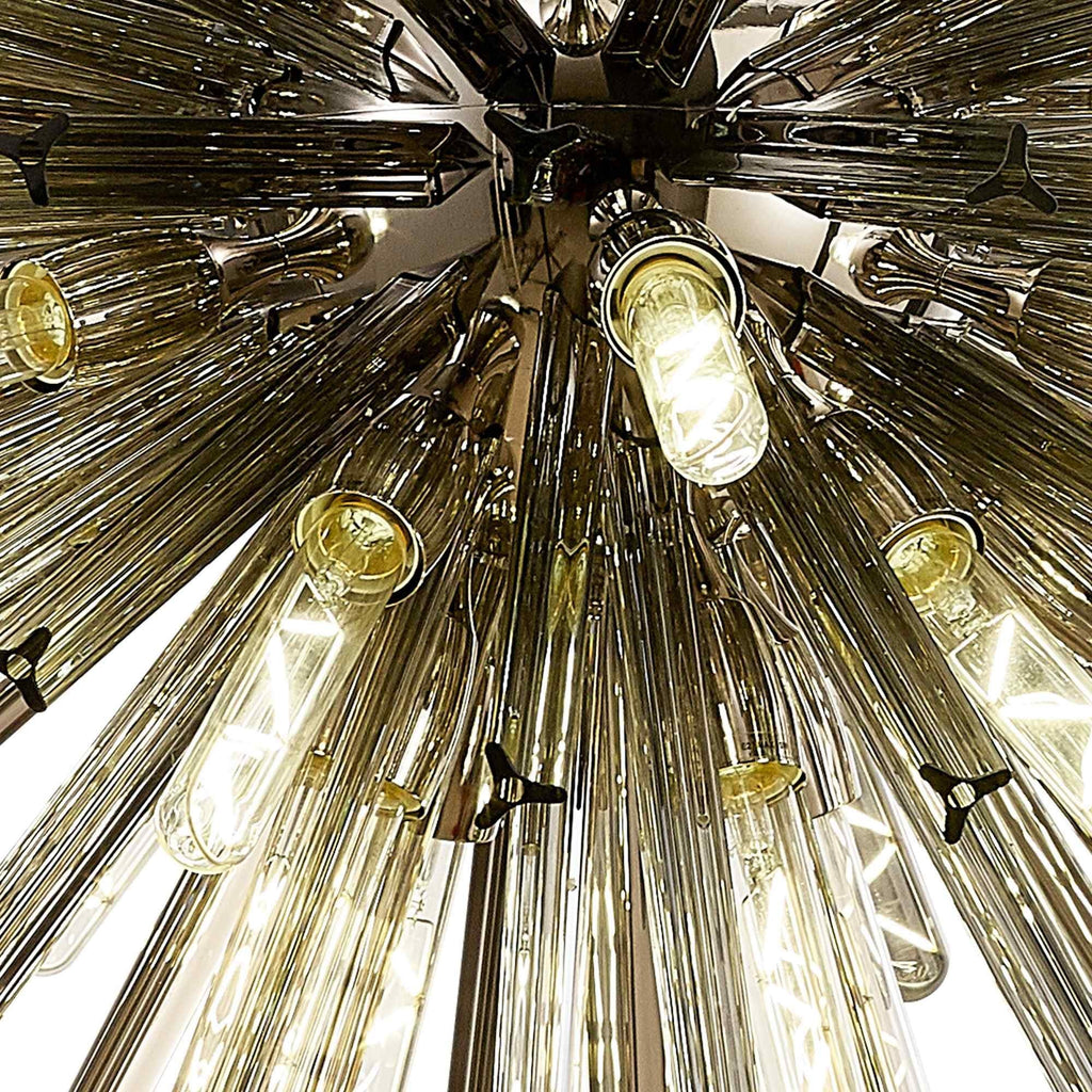 NL87609 Clover 32 Light Oval Pendant Polished Nickel Smoke