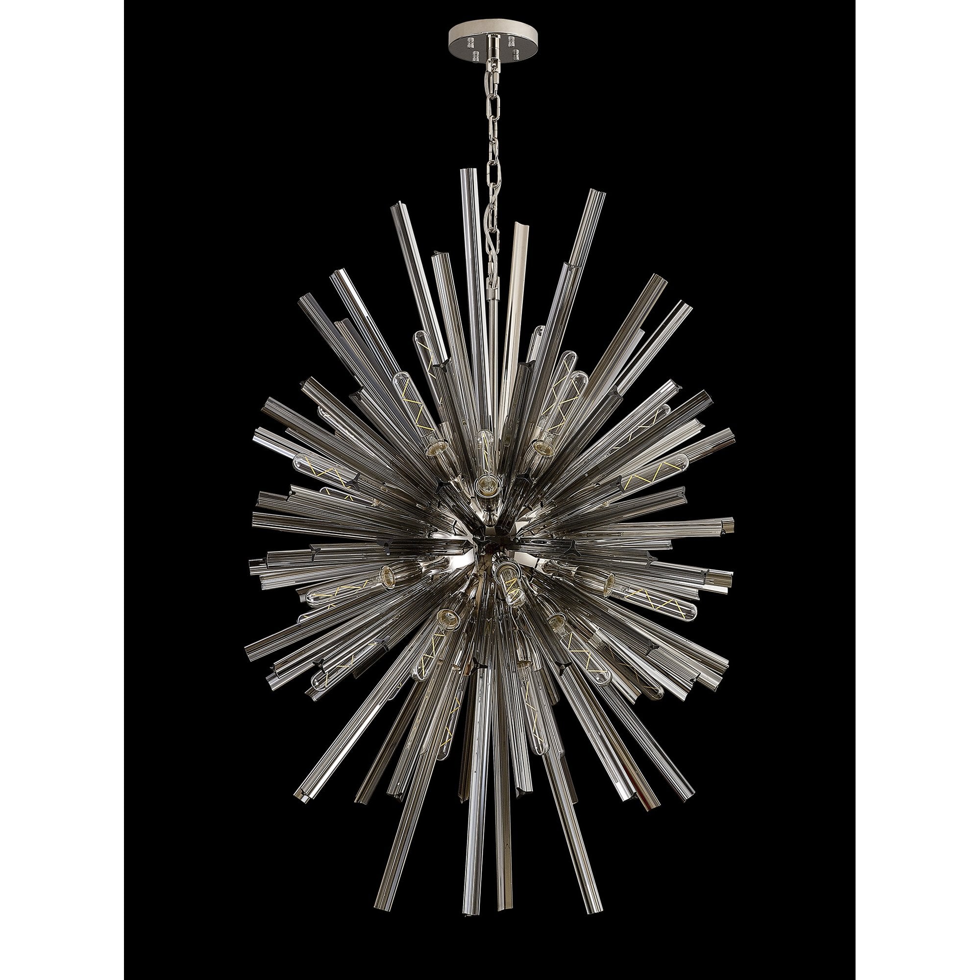 NL87609 Clover 32 Light Oval Pendant Polished Nickel Smoke