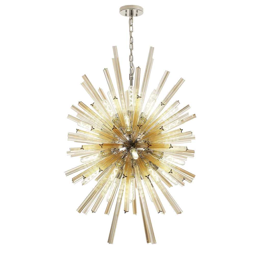 NL87619 Clover 32 Light Oval Pendant Polished Nickel Champagne Gold