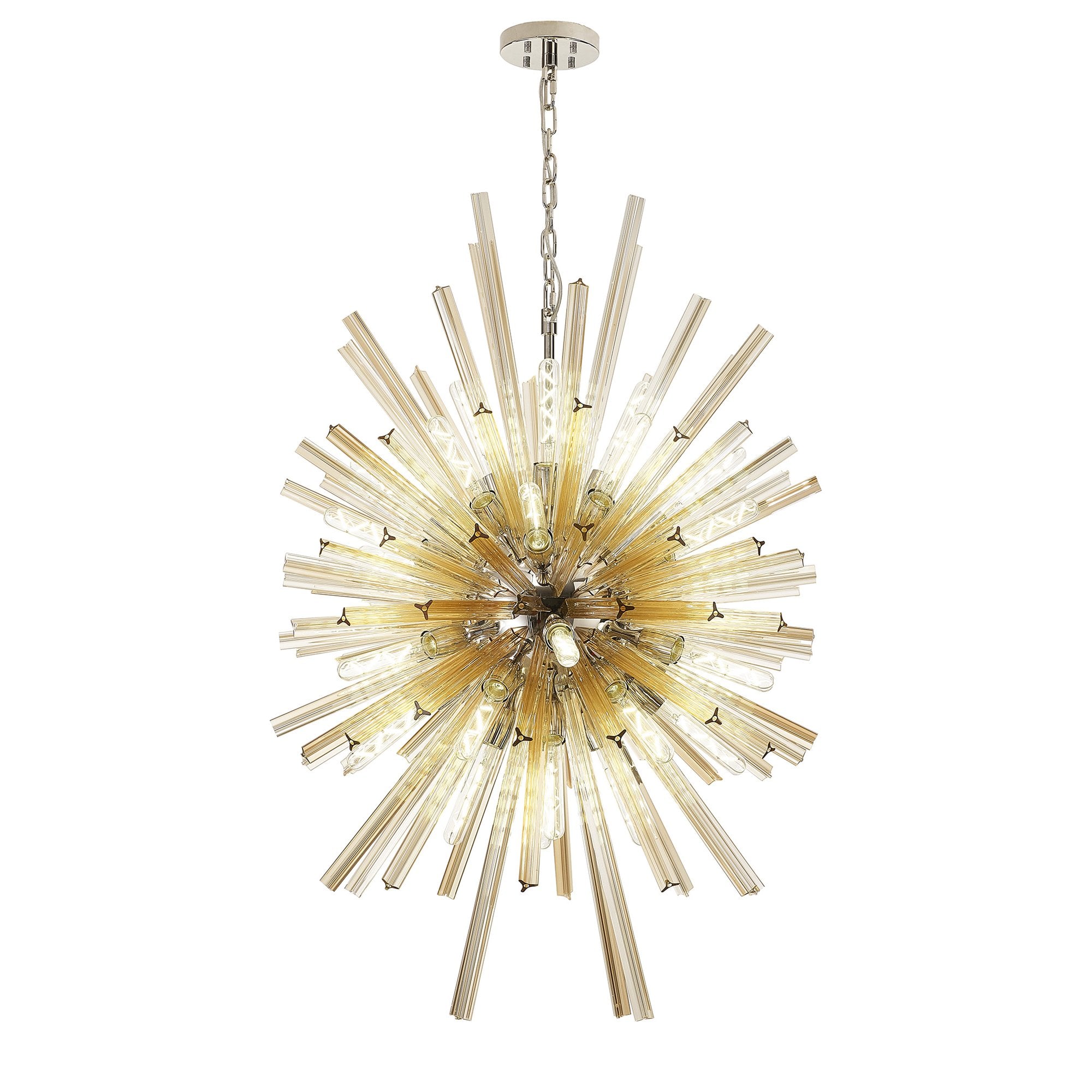 NL87619 Clover 32 Light Oval Pendant Polished Nickel Champagne Gold