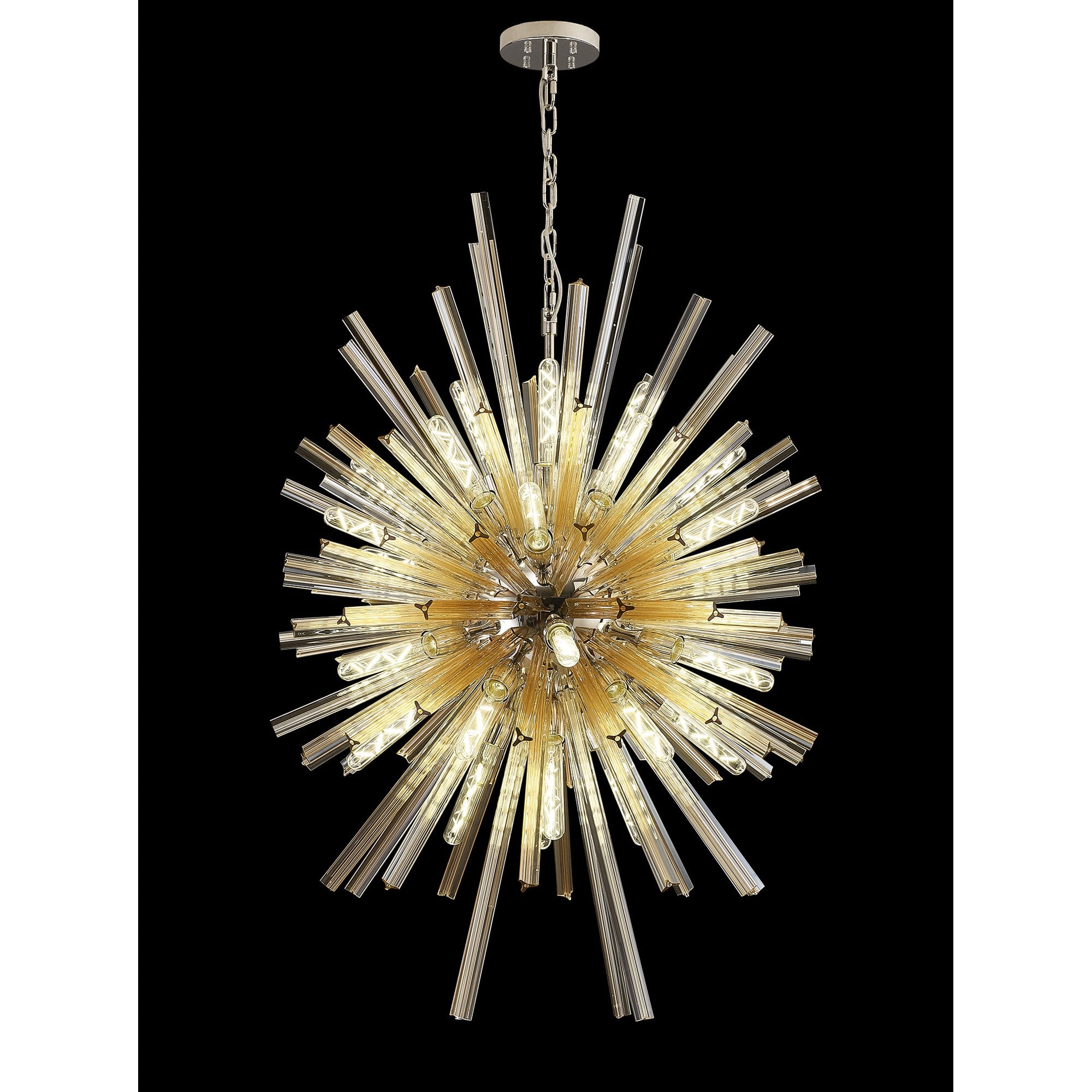 NL87619 Clover 32 Light Oval Pendant Polished Nickel Champagne Gold