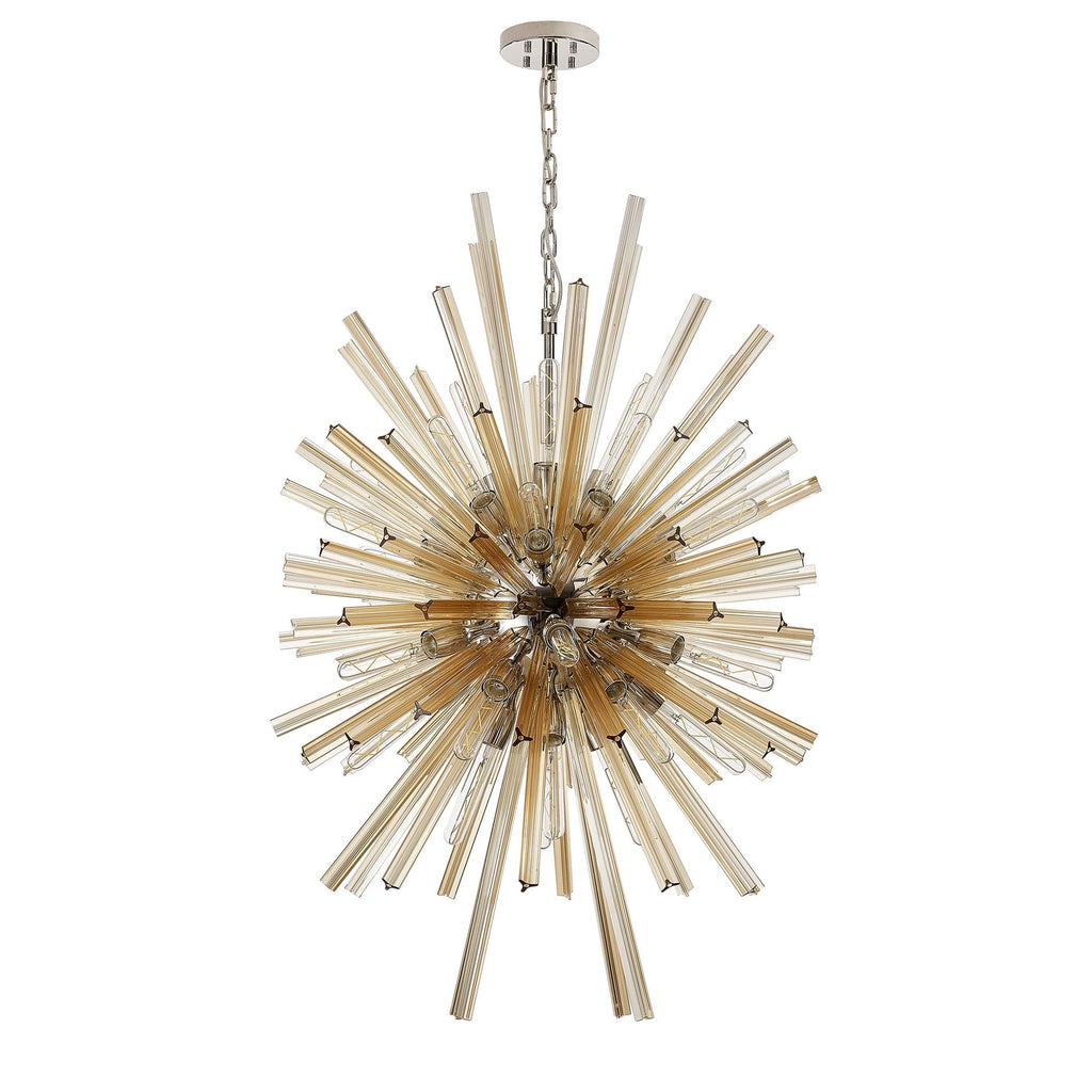NL87619 Clover 32 Light Oval Pendant Polished Nickel Champagne Gold