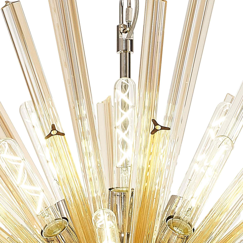NL87619 Clover 32 Light Oval Pendant Polished Nickel Champagne Gold