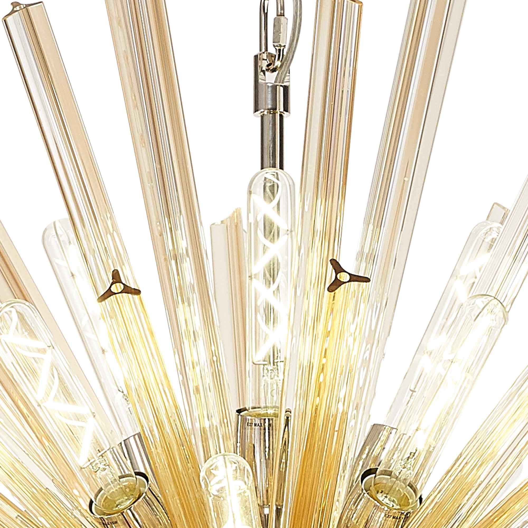 NL87619 Clover 32 Light Oval Pendant Polished Nickel Champagne Gold
