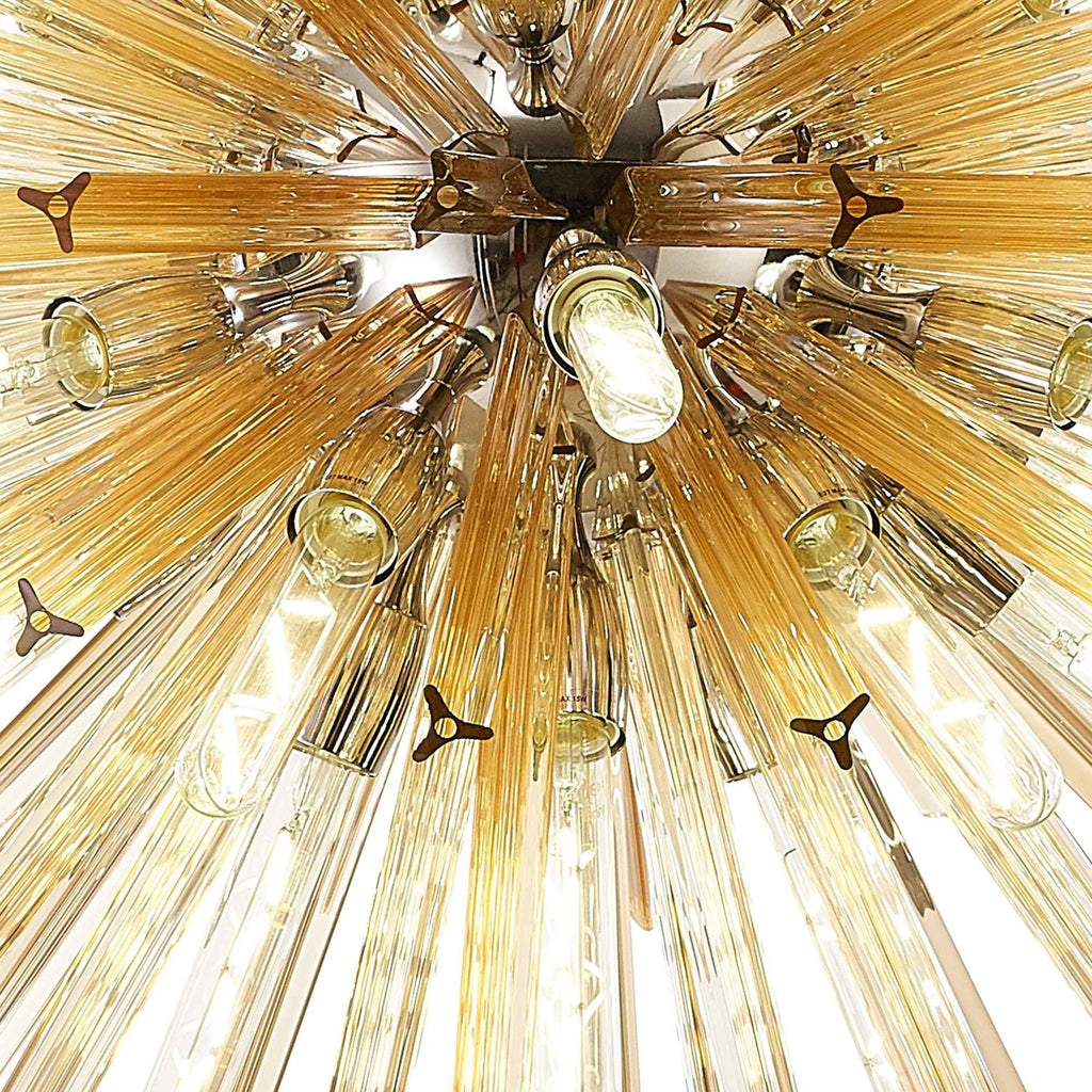 NL87619 Clover 32 Light Oval Pendant Polished Nickel Champagne Gold