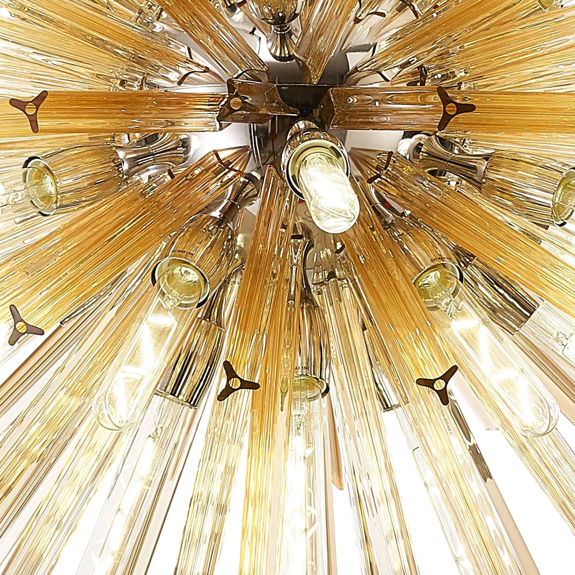 NL87619 Clover 32 Light Oval Pendant Polished Nickel Champagne Gold