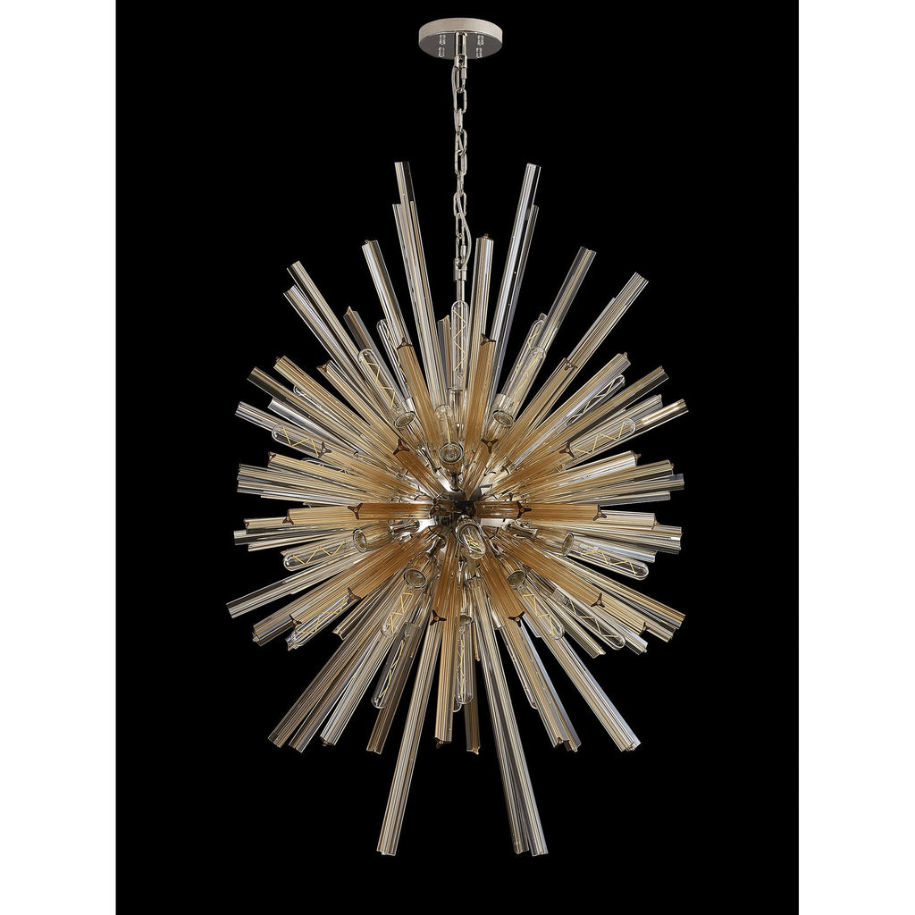 NL87619 Clover 32 Light Oval Pendant Polished Nickel Champagne Gold