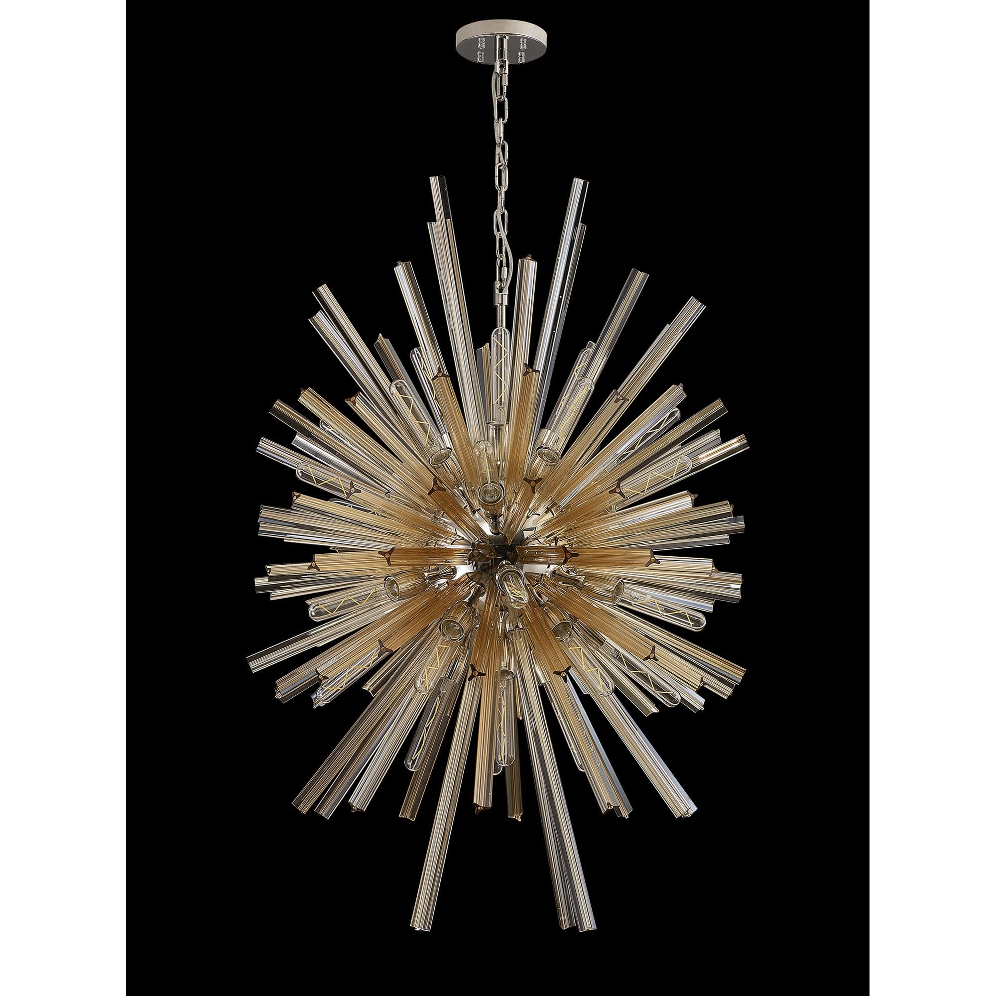 NL87619 Clover 32 Light Oval Pendant Polished Nickel Champagne Gold