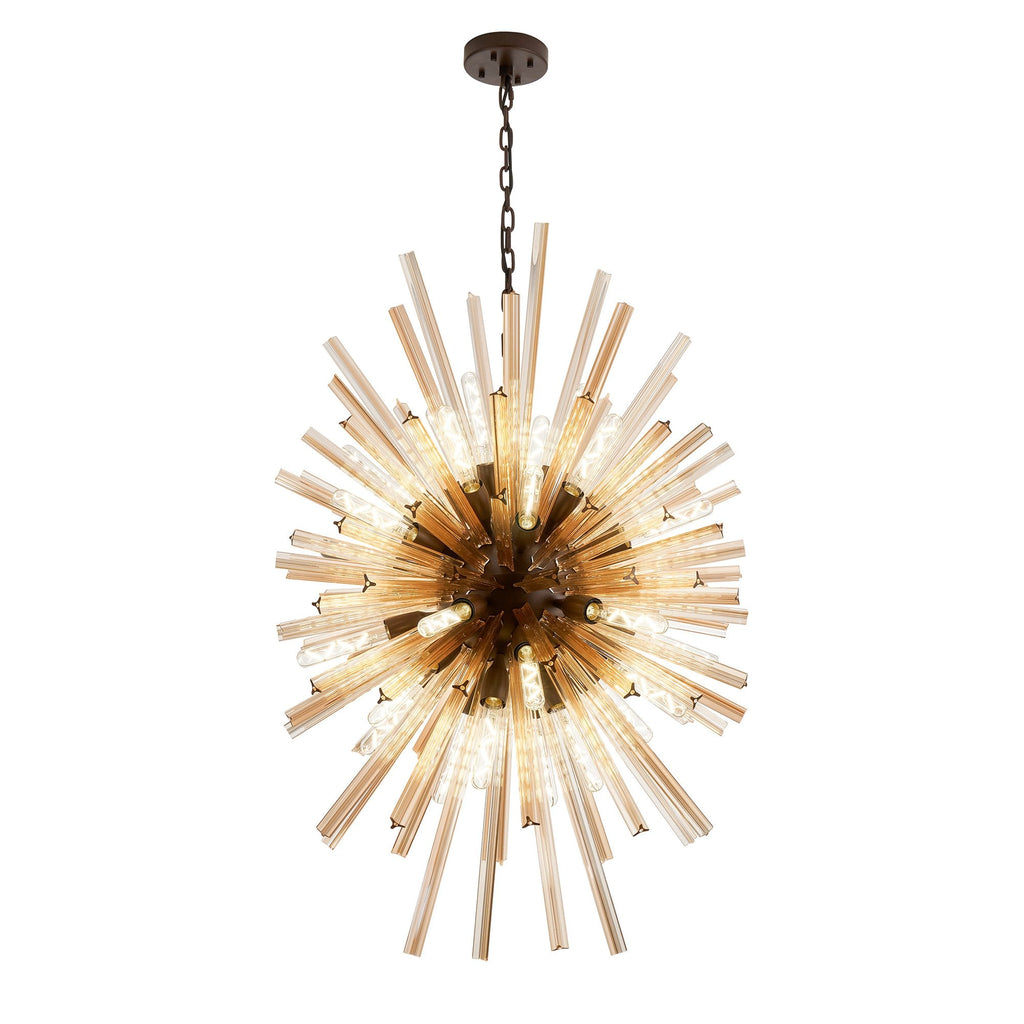 NL87649 Clover 32 Light Oval Pendant Brown Oxide Champagne Gold
