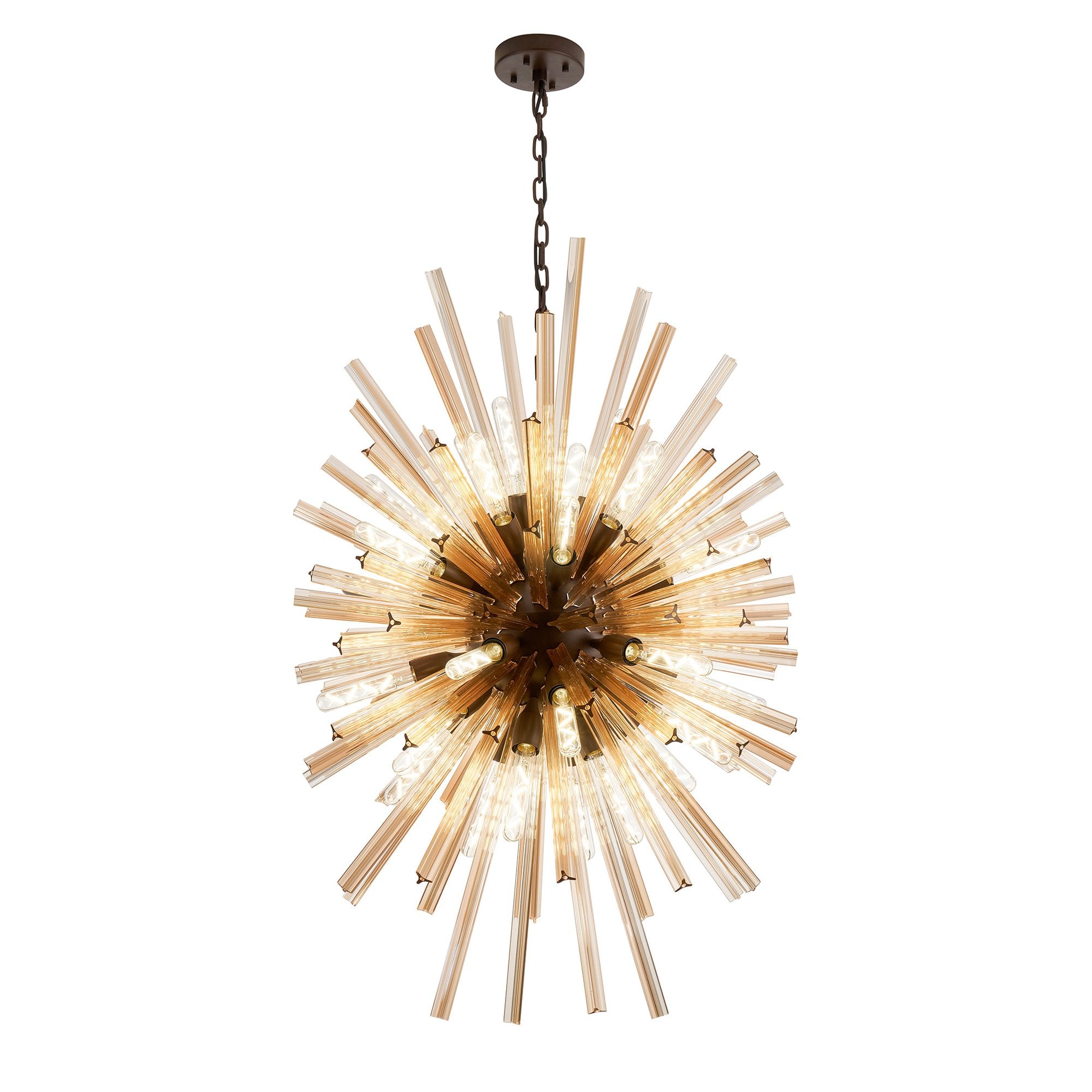 NL87649 Clover 32 Light Oval Pendant Brown Oxide Champagne Gold