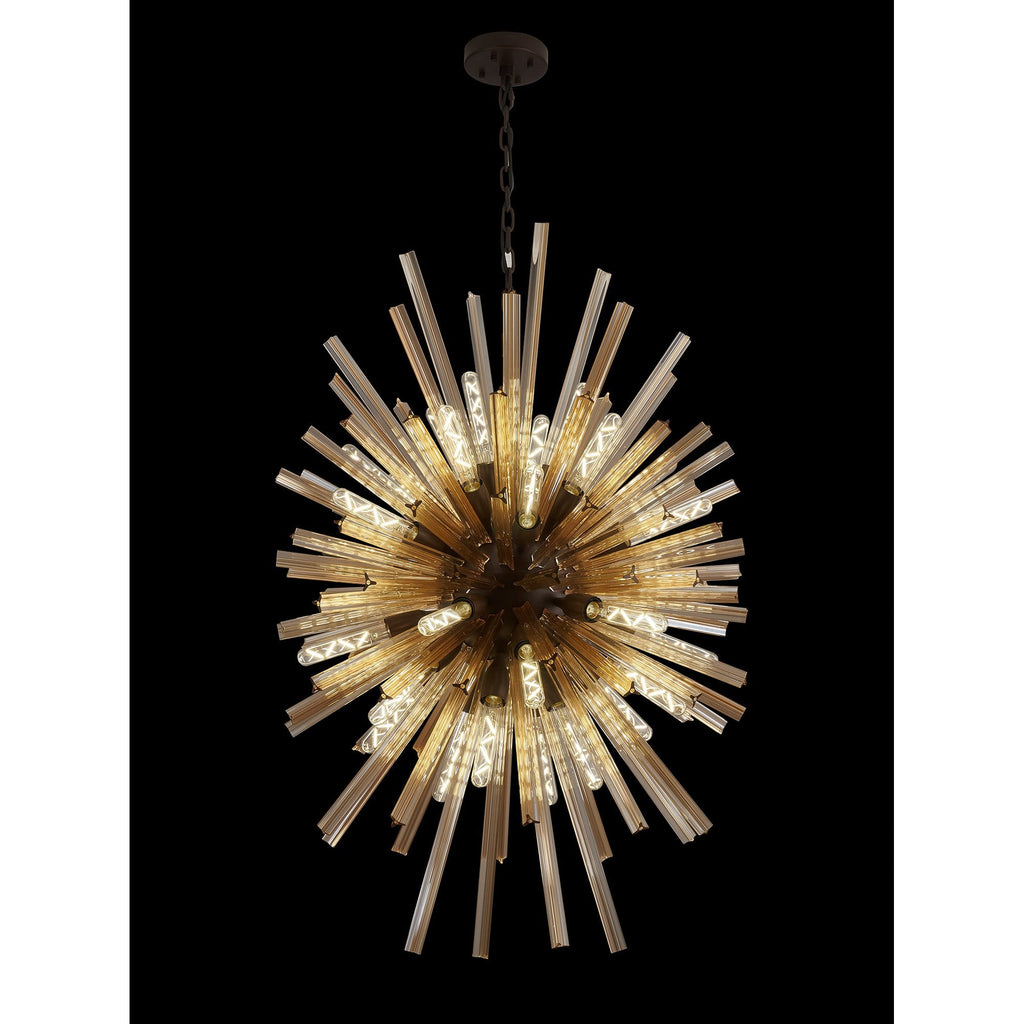NL87649 Clover 32 Light Oval Pendant Brown Oxide Champagne Gold