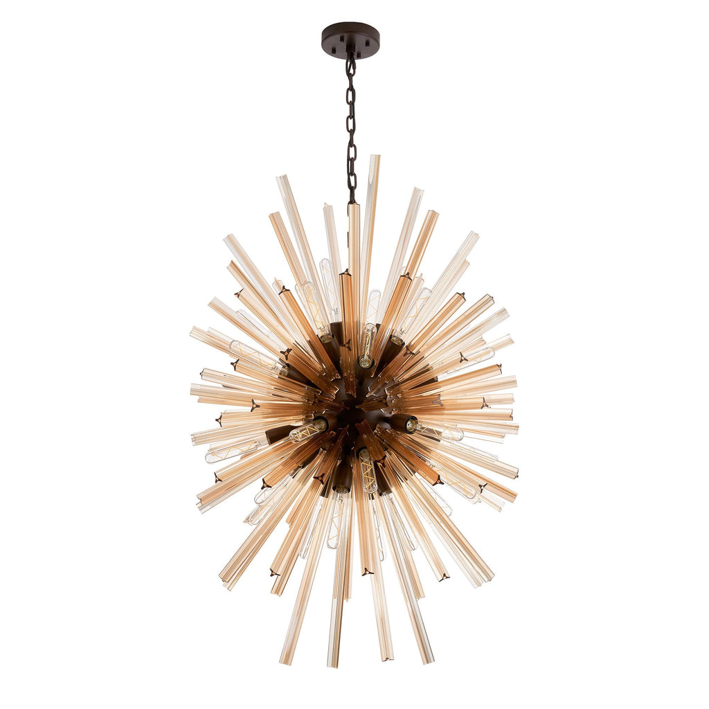 NL87649 Clover 32 Light Oval Pendant Brown Oxide Champagne Gold