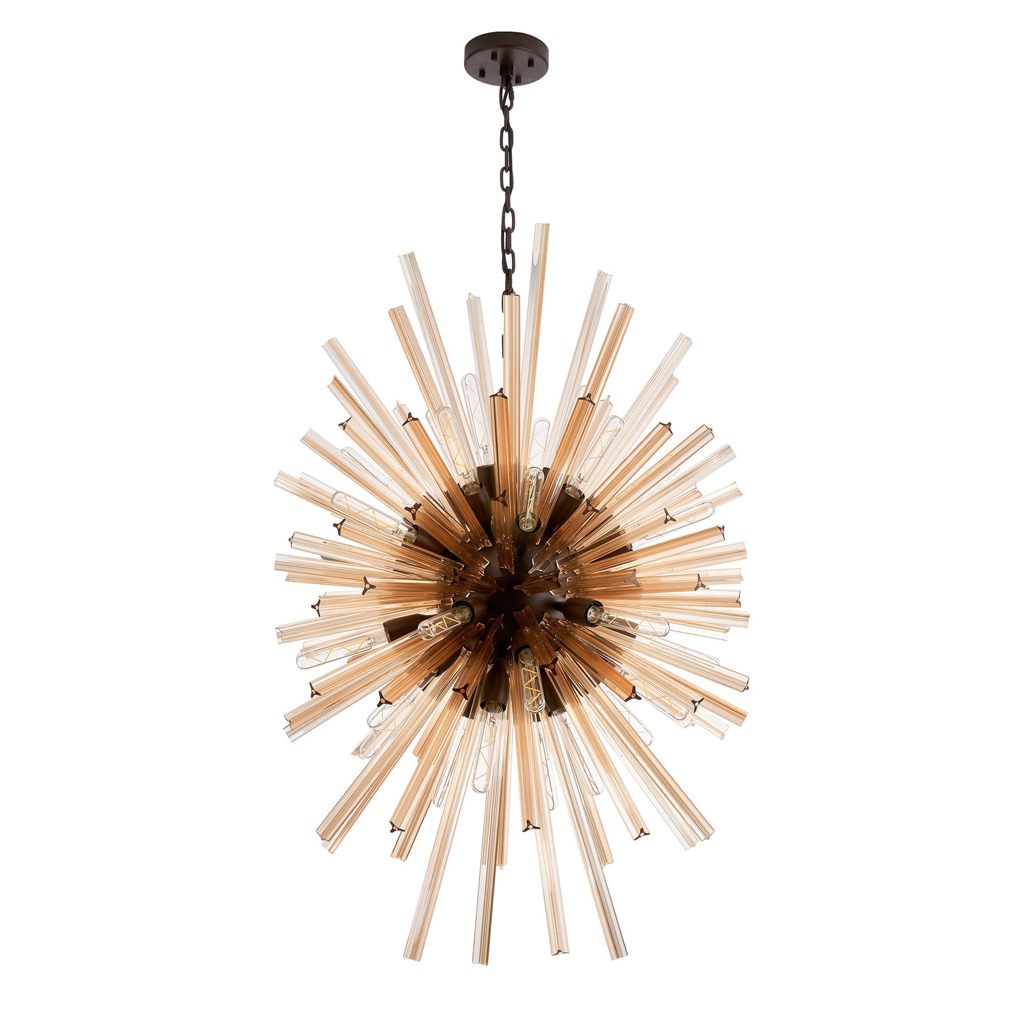 NL87649 Clover 32 Light Oval Pendant Brown Oxide Champagne Gold