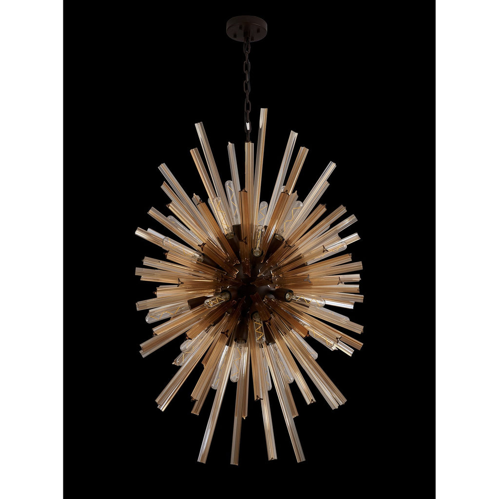 NL87649 Clover 32 Light Oval Pendant Brown Oxide Champagne Gold