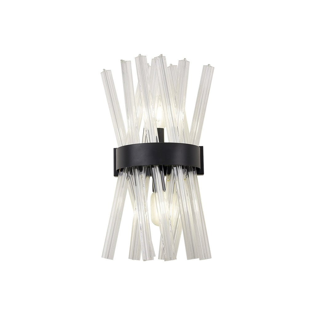 NL88129 Clover 2 Light Wall Light Matt Black Clear