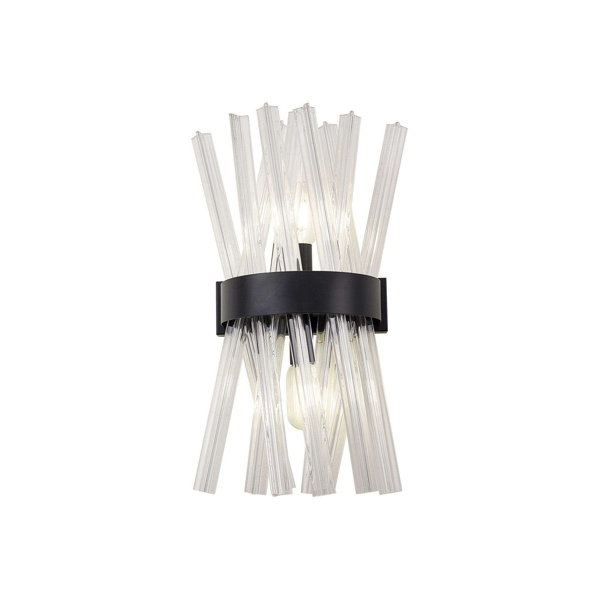 NL88129 Clover 2 Light Wall Light Matt Black Clear