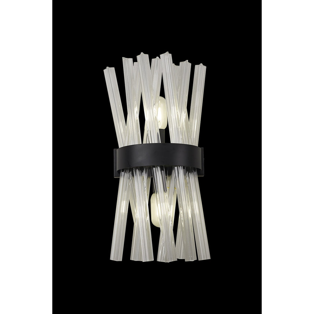 NL88129 Clover 2 Light Wall Light Matt Black Clear