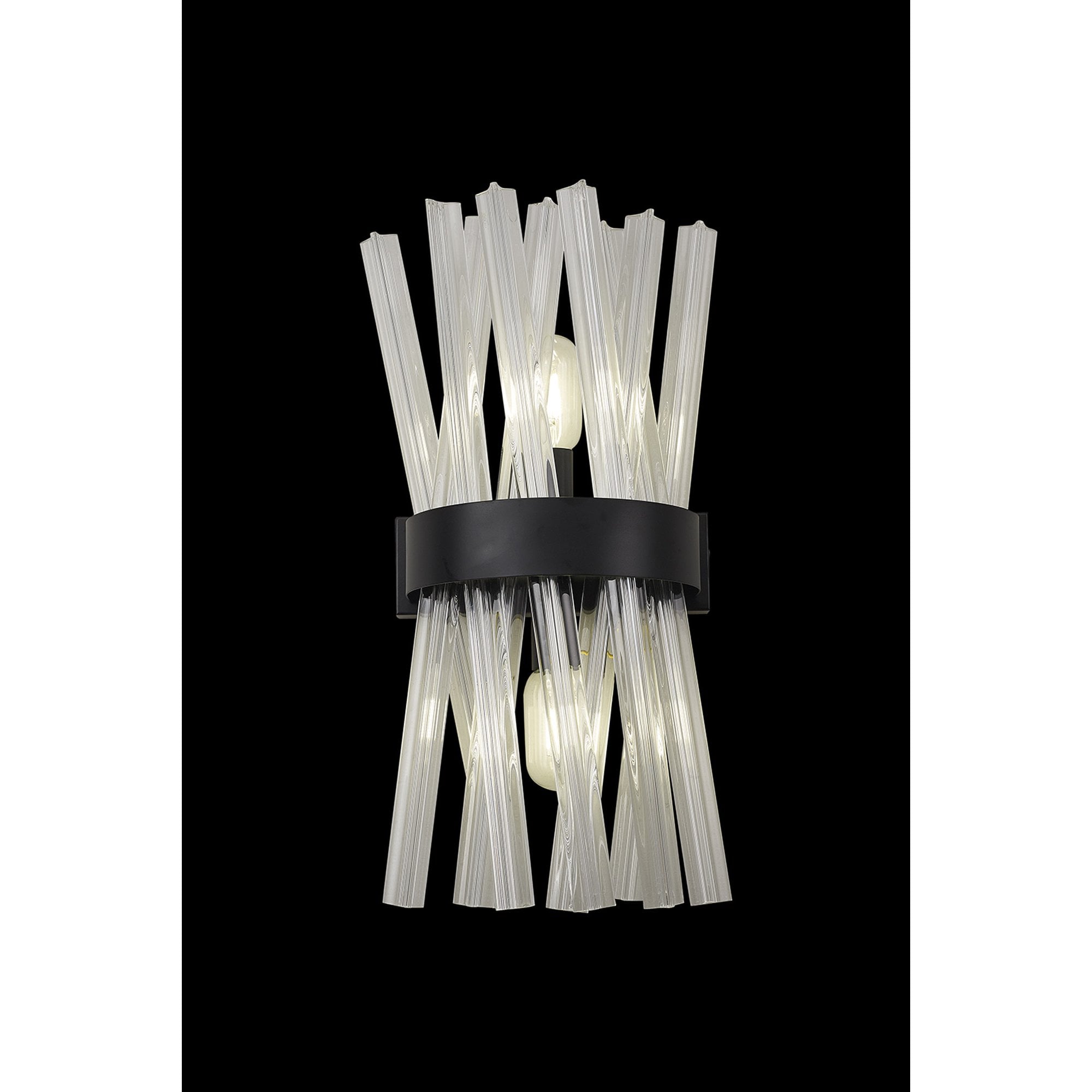 NL88129 Clover 2 Light Wall Light Matt Black Clear