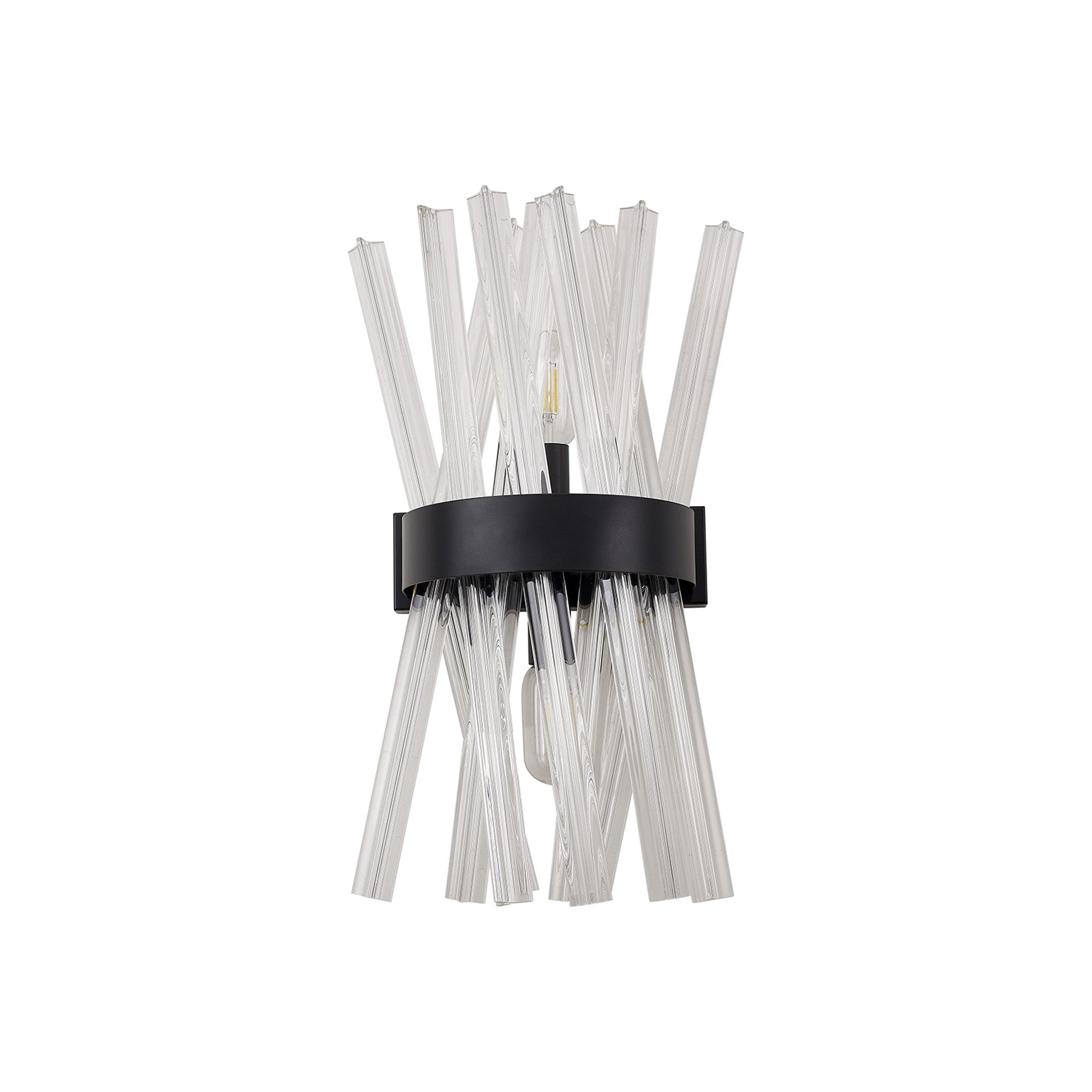 NL88129 Clover 2 Light Wall Light Matt Black Clear