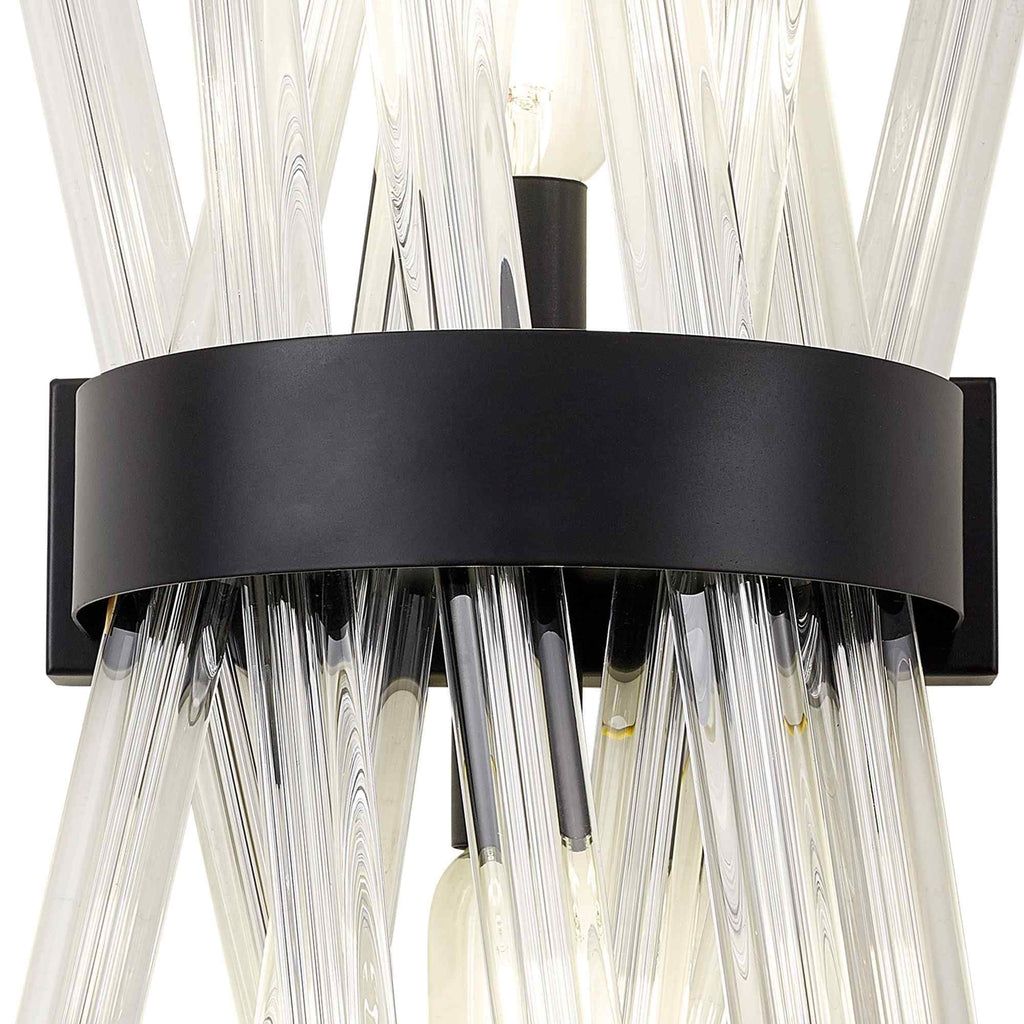 NL88129 Clover 2 Light Wall Light Matt Black Clear