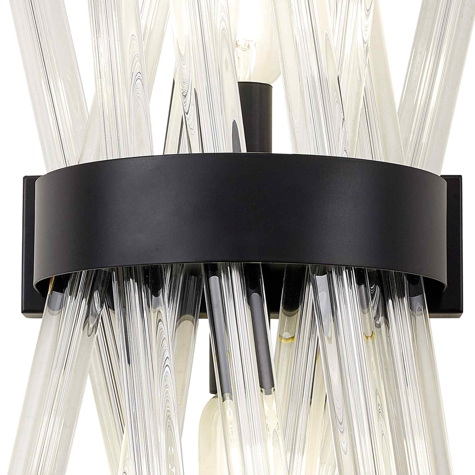 NL88129 Clover 2 Light Wall Light Matt Black Clear
