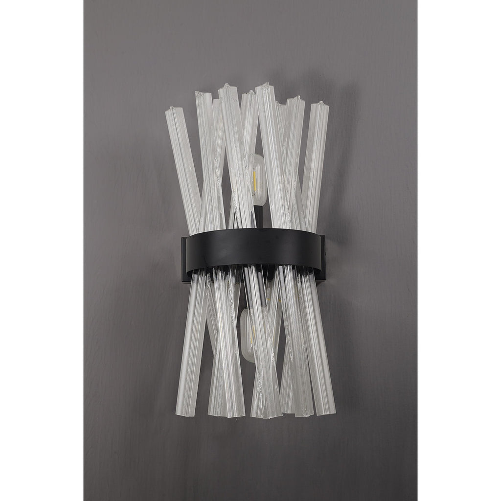 NL88129 Clover 2 Light Wall Light Matt Black Clear