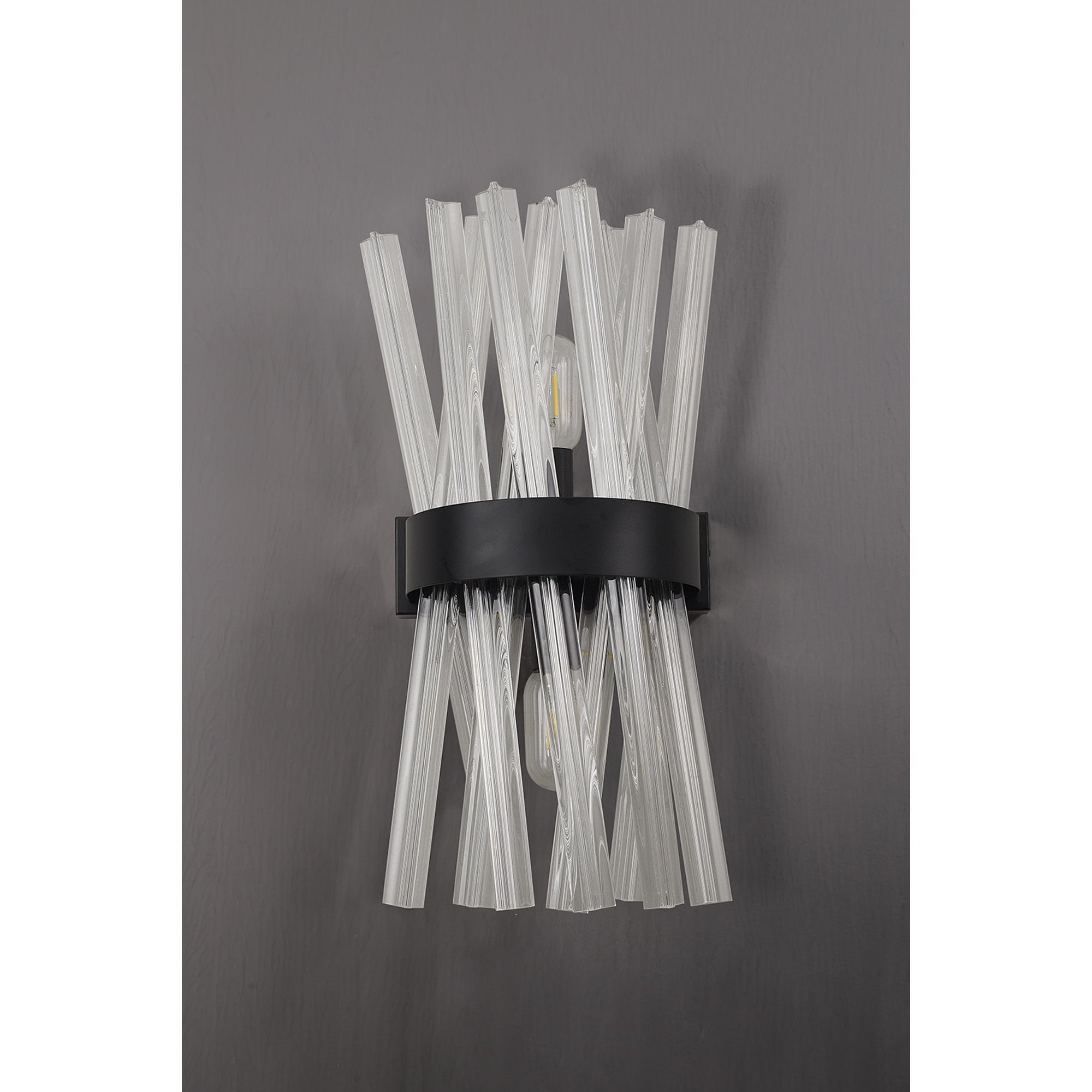 NL88129 Clover 2 Light Wall Light Matt Black Clear